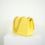 Chanel Yellow Lambskin Jumbo Double Flap Bag Full Set