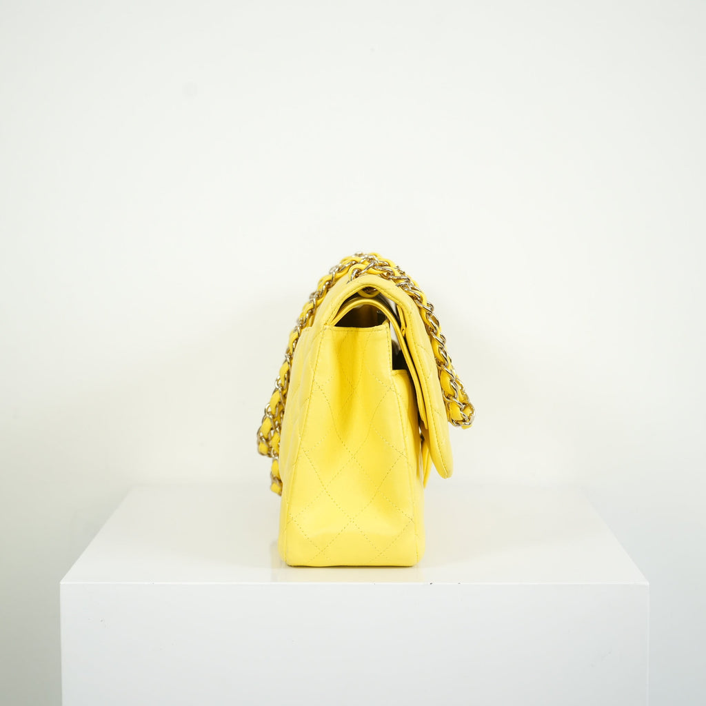 Chanel Yellow Lambskin Jumbo Double Flap Bag Full Set