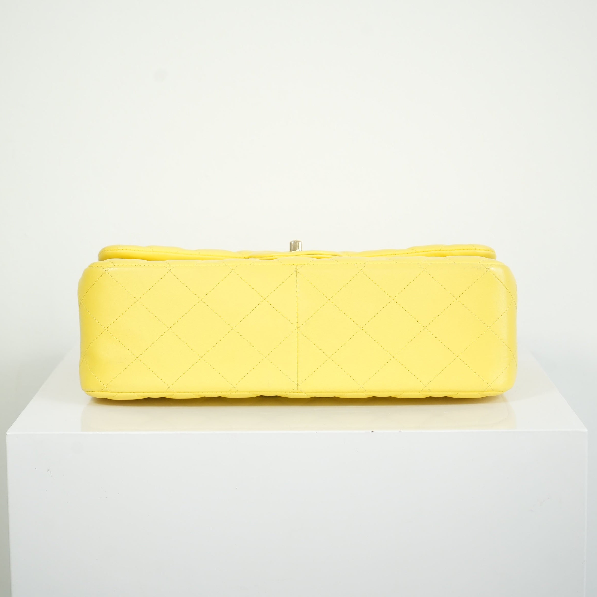 Chanel Yellow Lambskin Jumbo Double Flap Bag Full Set