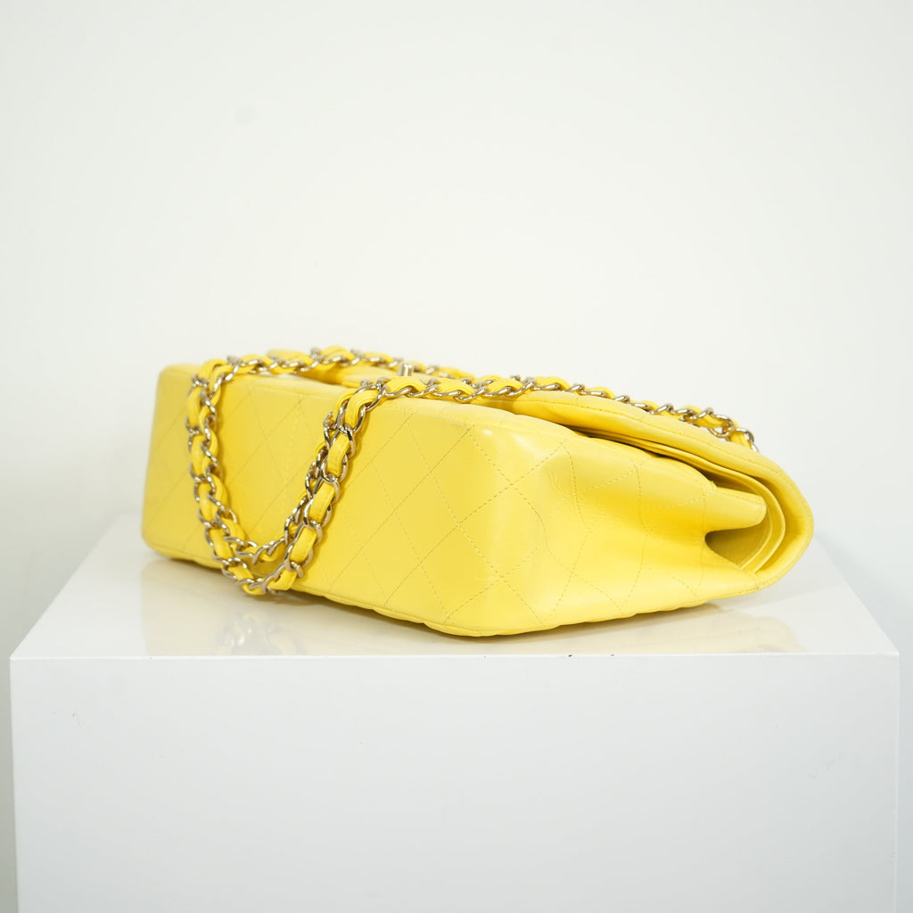 Chanel Yellow Lambskin Jumbo Double Flap Bag Full Set