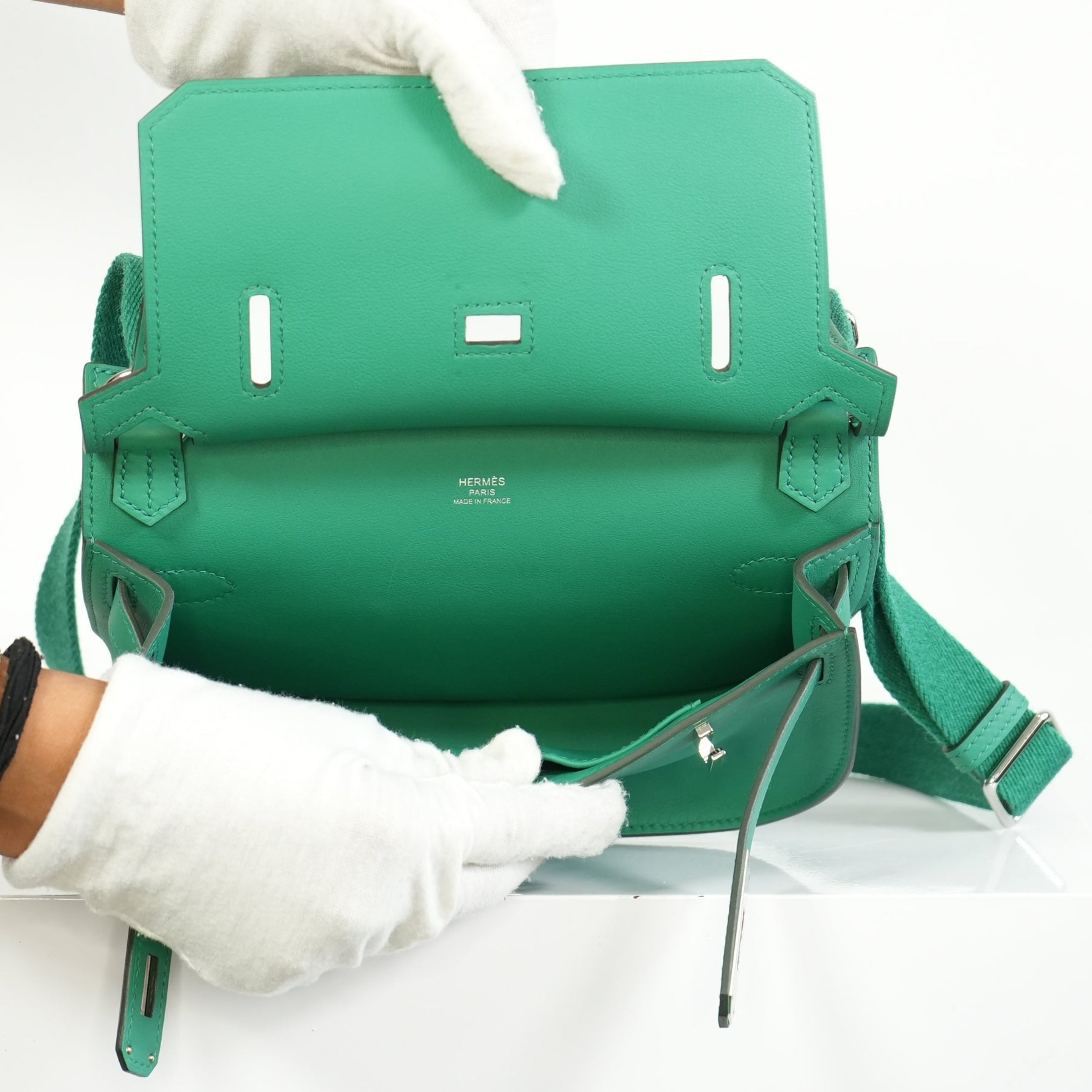 Hermes Mini Jypsiere Vibrant Green Palladium Harware w/ dust bag