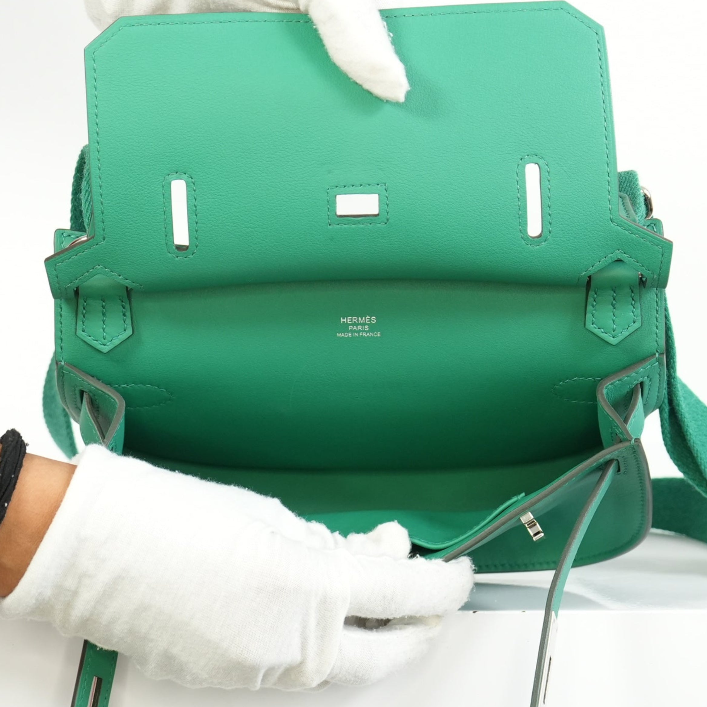 Hermes Mini Jypsiere Vibrant Green Palladium Harware w/ dust bag