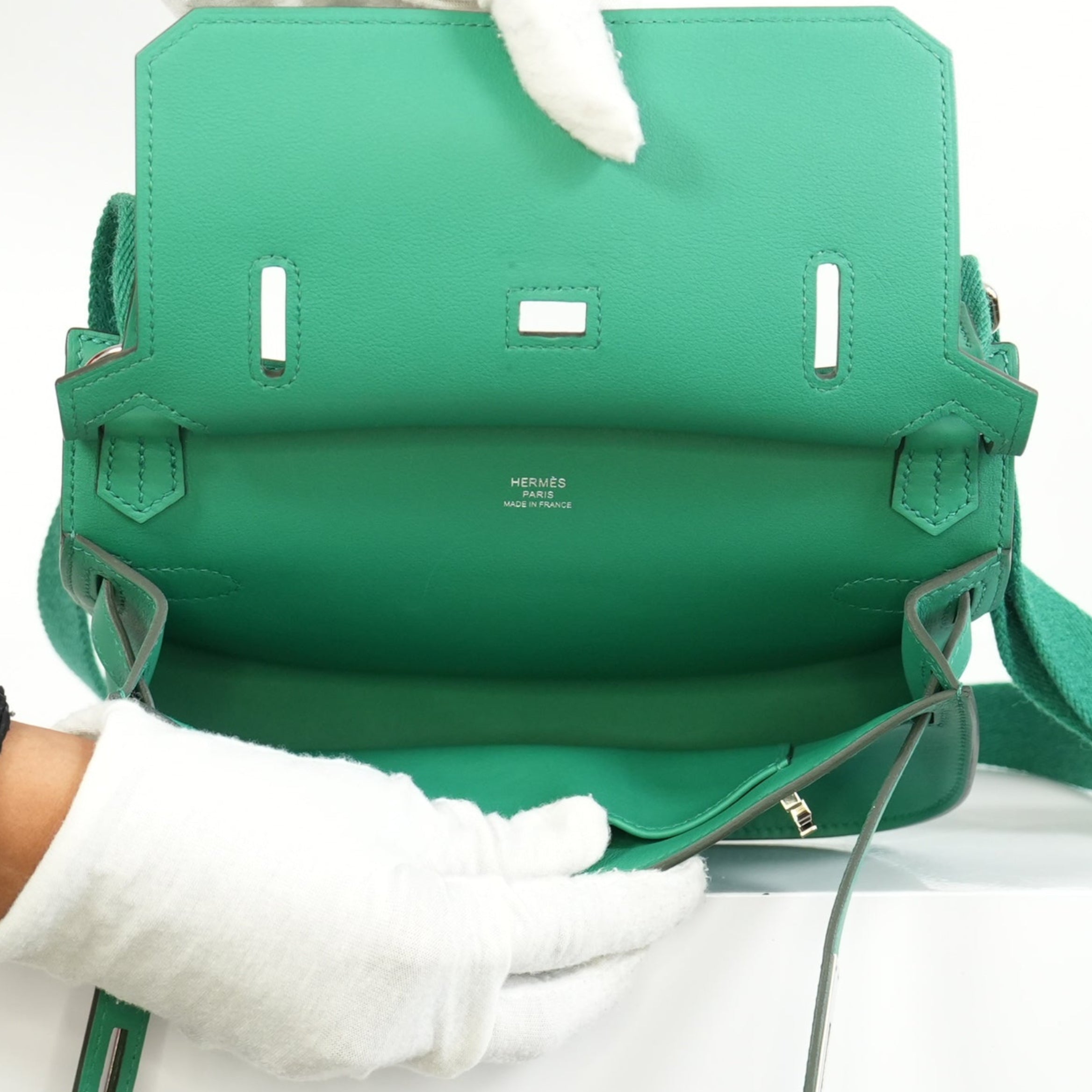Hermes Mini Jypsiere Vibrant Green Palladium Harware w/ dust bag