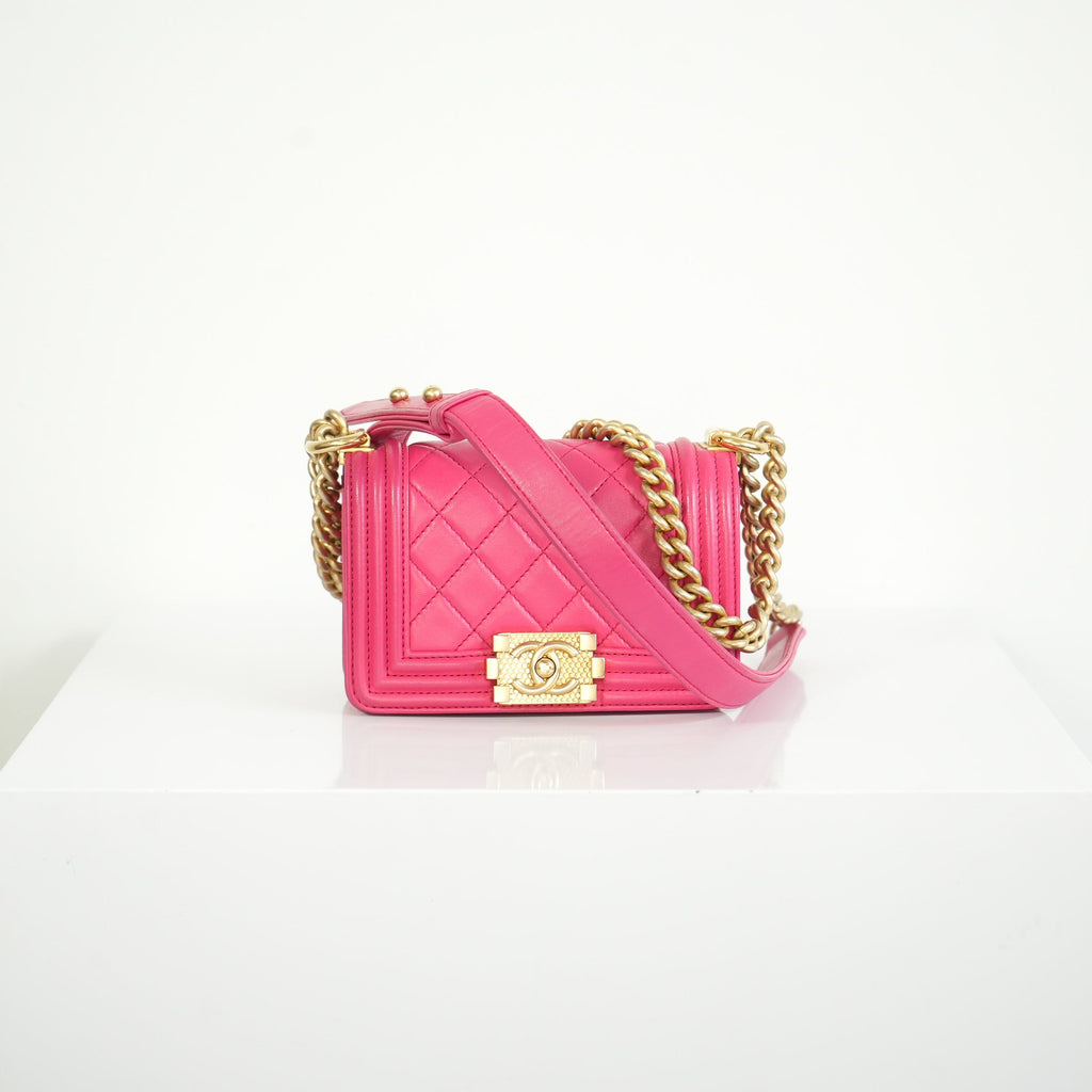 Chanel Small Pink Lambskin Boy Bag