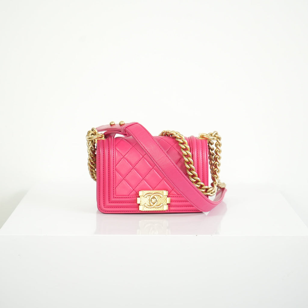Chanel Small Pink Lambskin Boy Bag