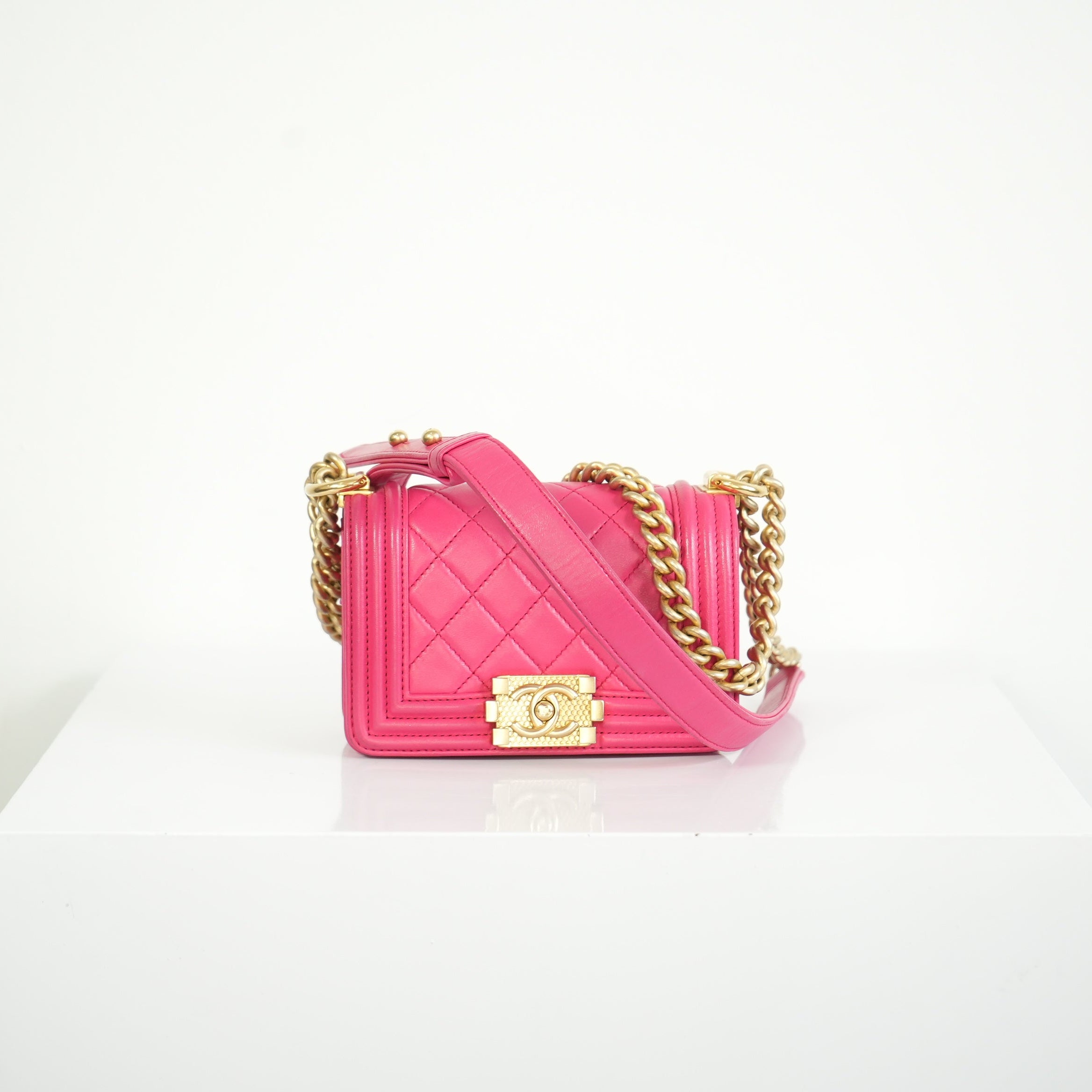 Chanel Small Pink Lambskin Boy Bag