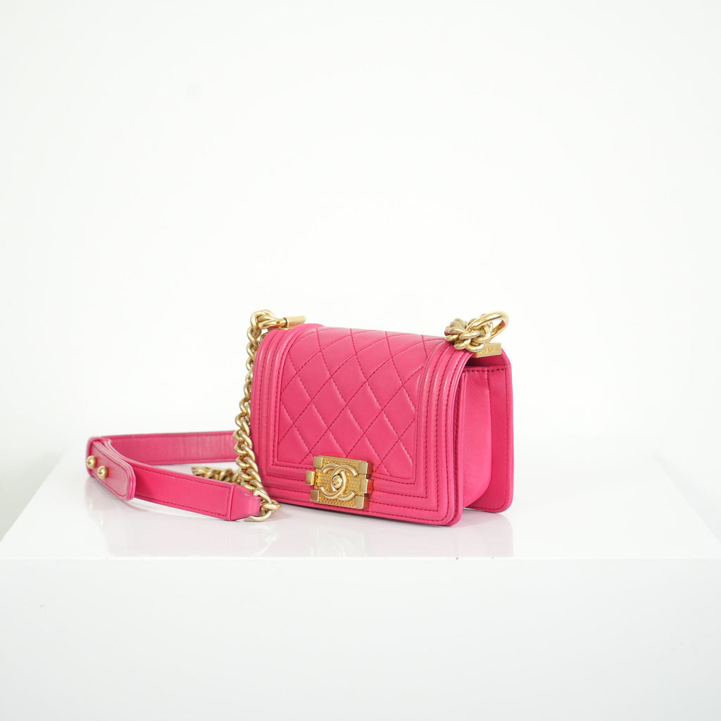 Chanel Small Pink Lambskin Boy Bag