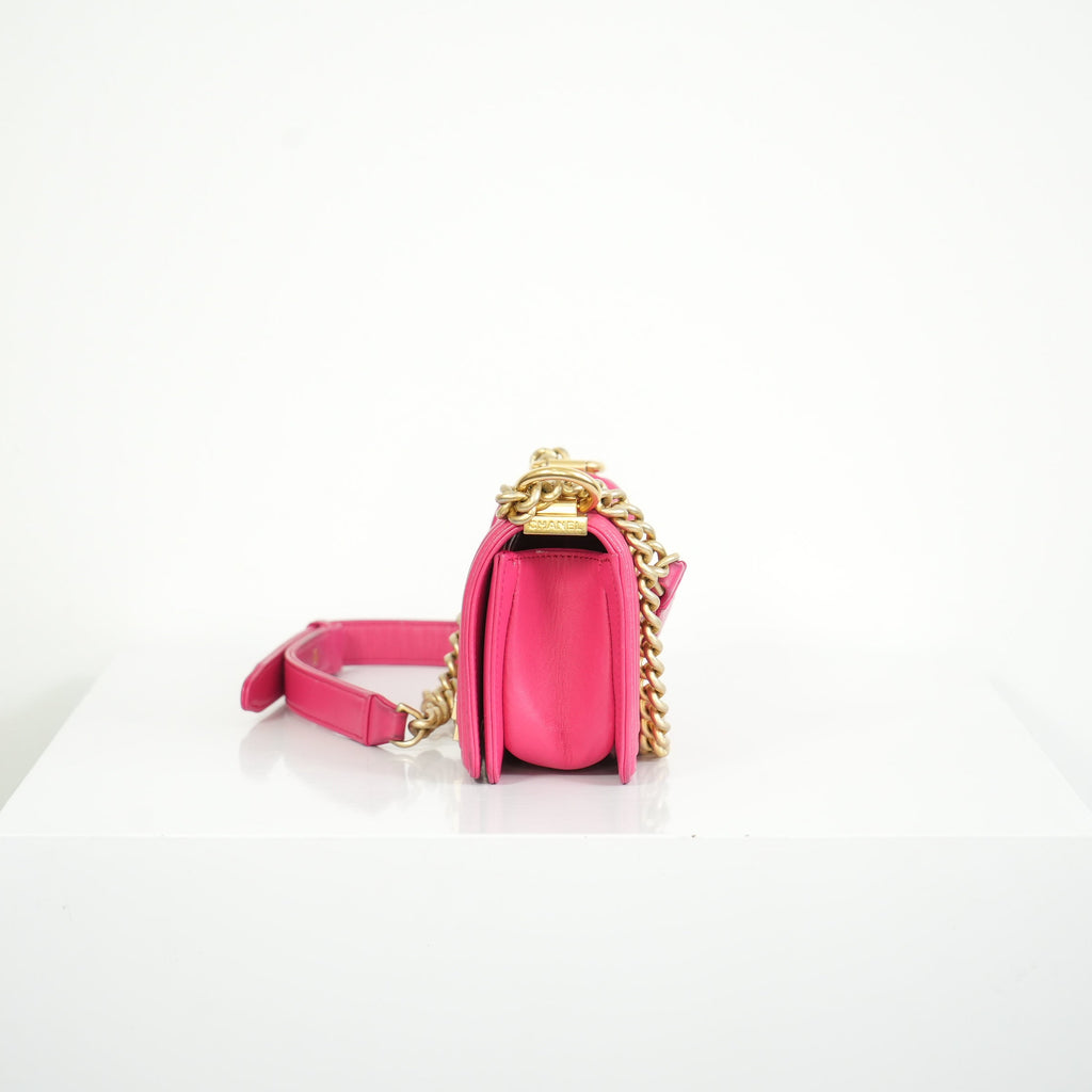 Chanel Small Pink Lambskin Boy Bag
