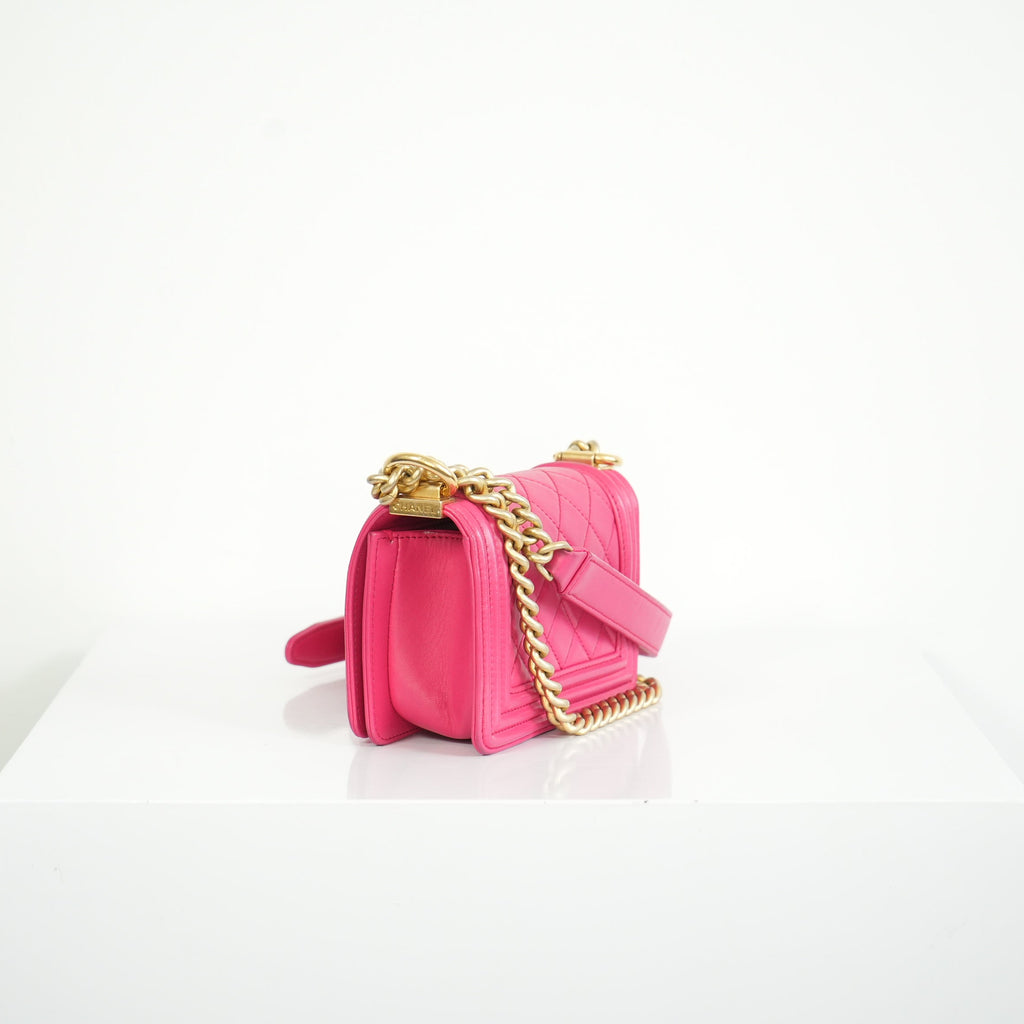 Chanel Small Pink Lambskin Boy Bag