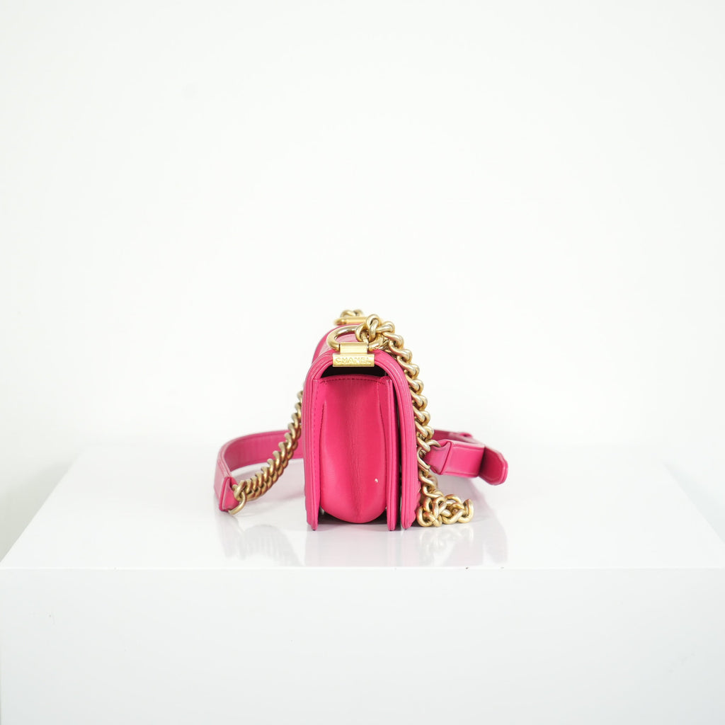 Chanel Small Pink Lambskin Boy Bag