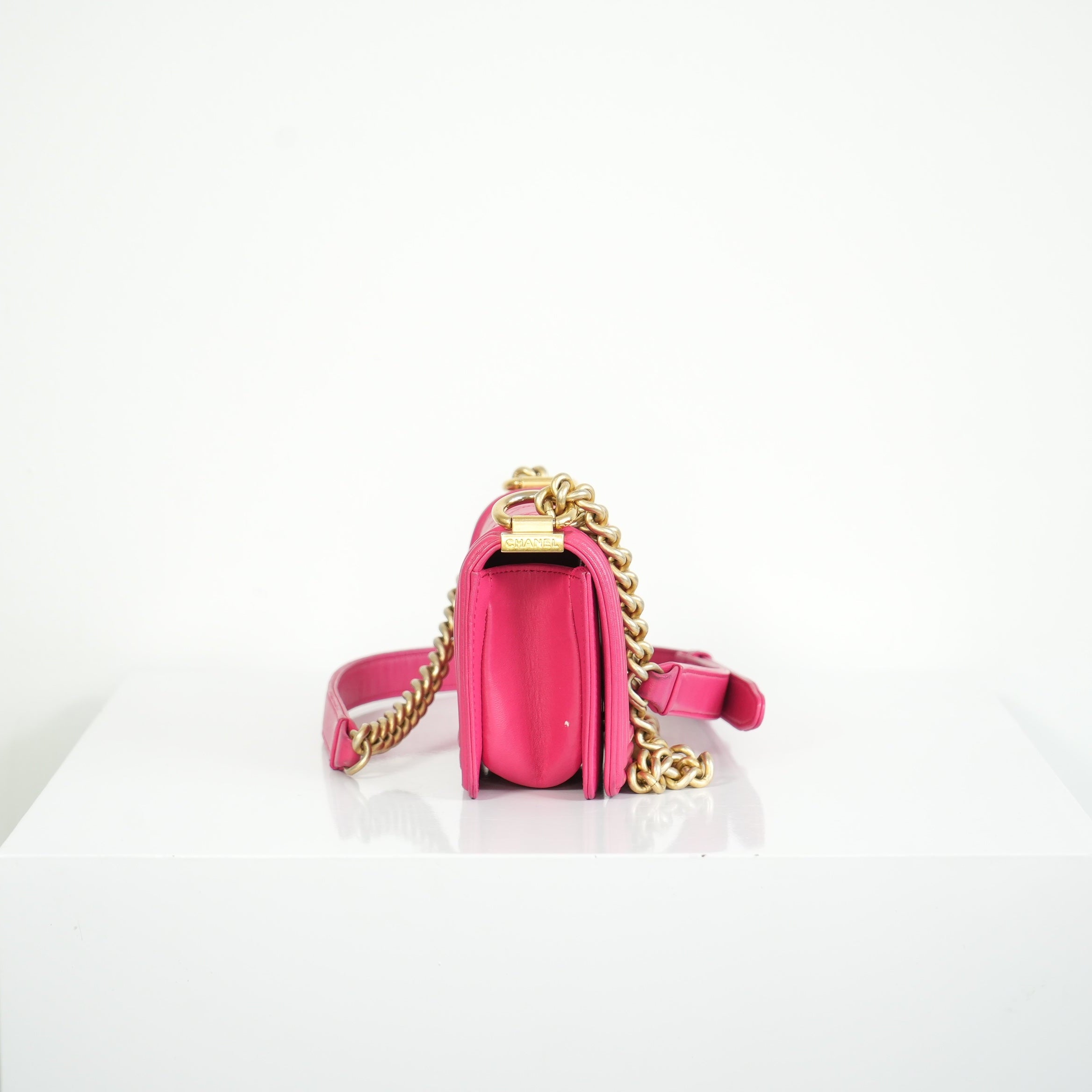 Chanel Small Pink Lambskin Boy Bag