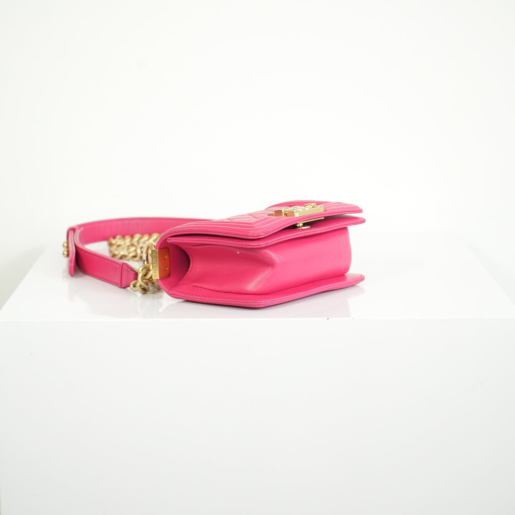 Chanel Small Pink Lambskin Boy Bag