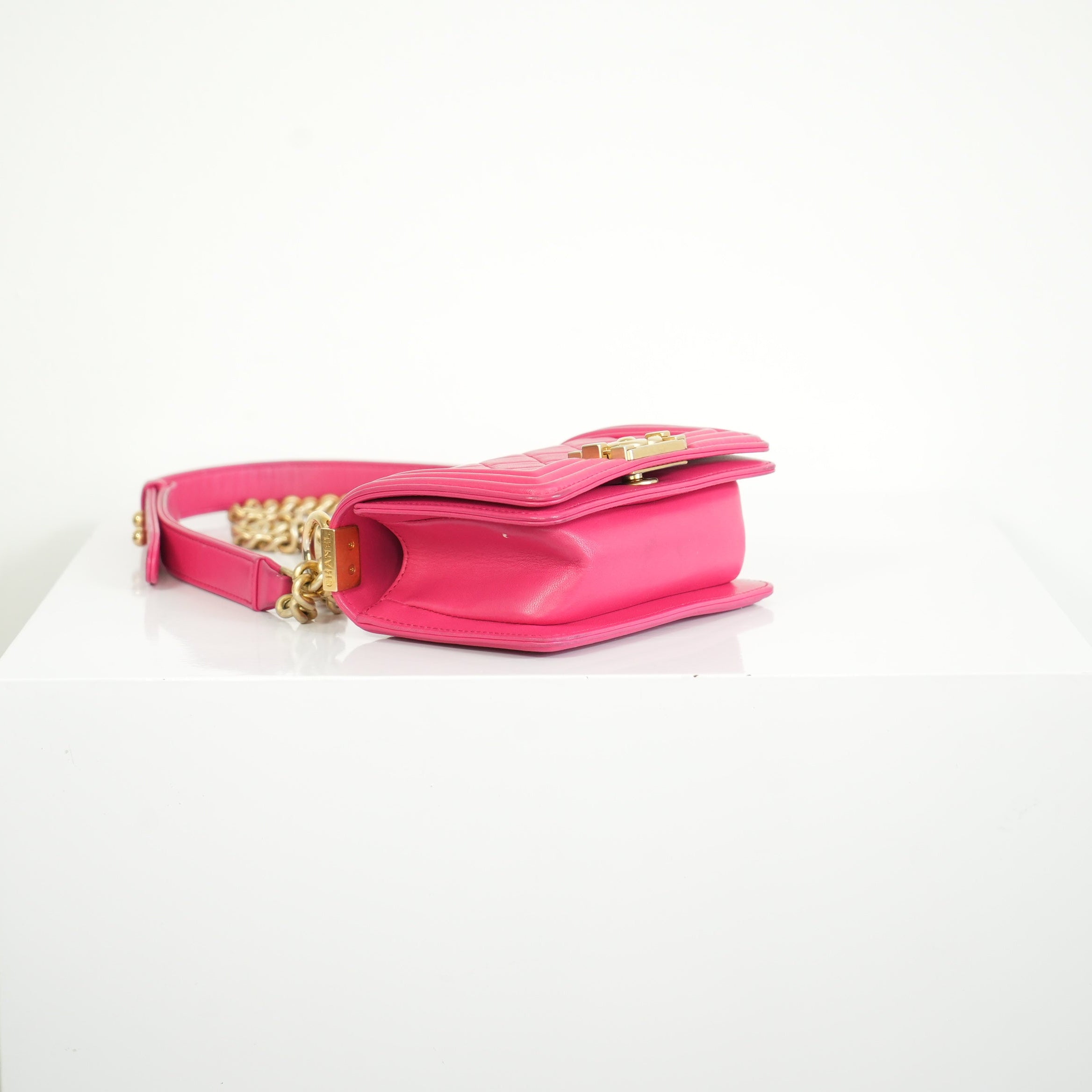Chanel Small Pink Lambskin Boy Bag