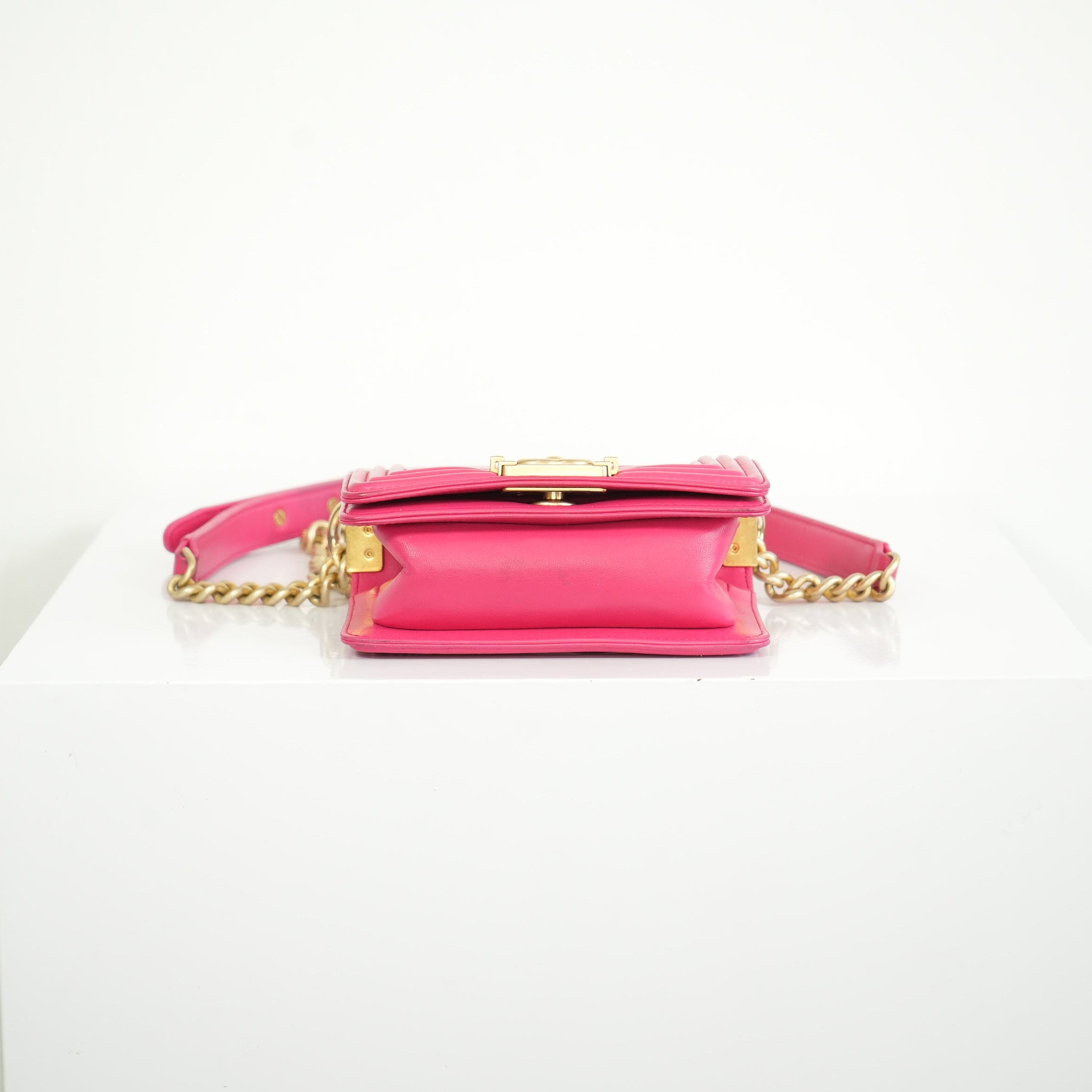 Chanel Small Pink Lambskin Boy Bag