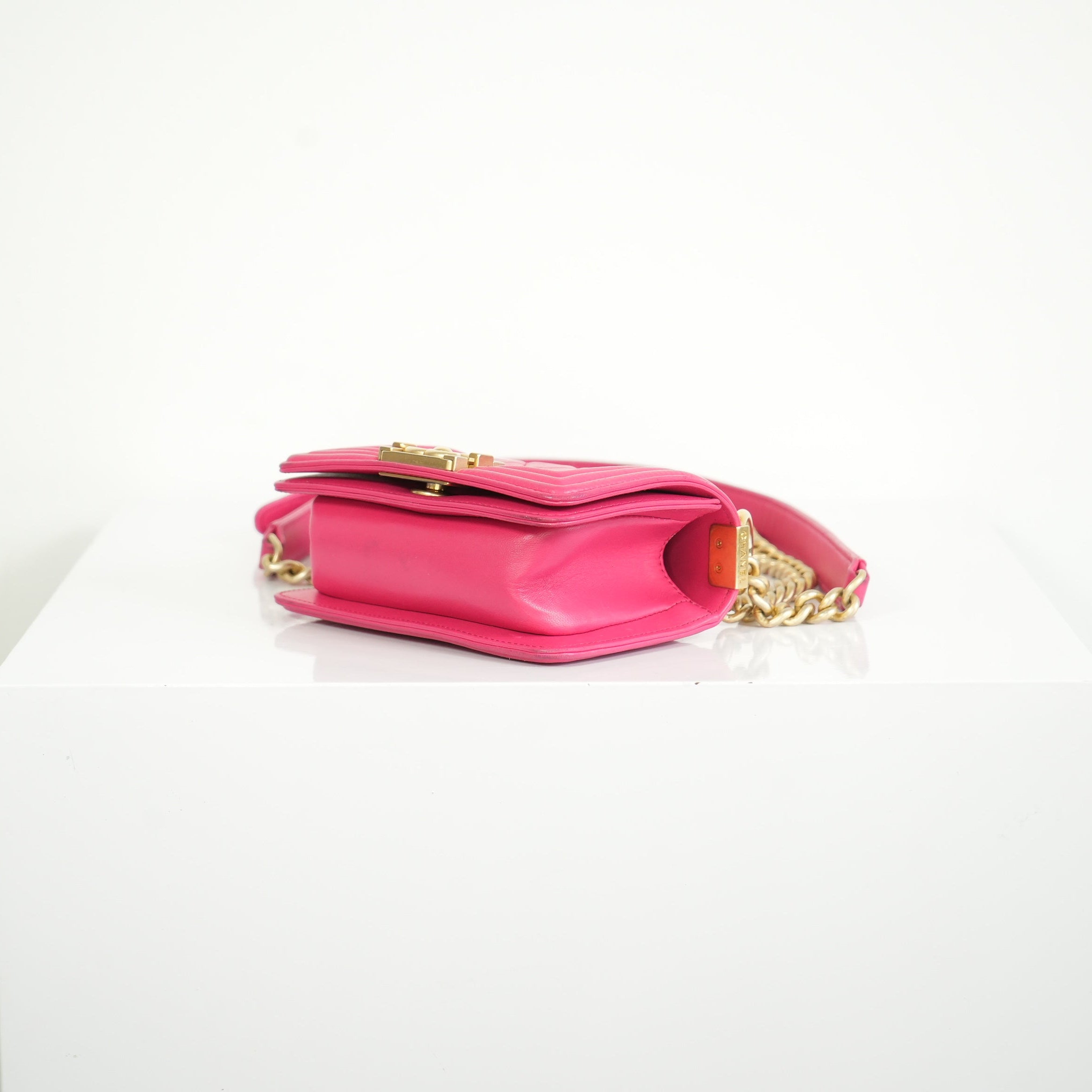Chanel Small Pink Lambskin Boy Bag