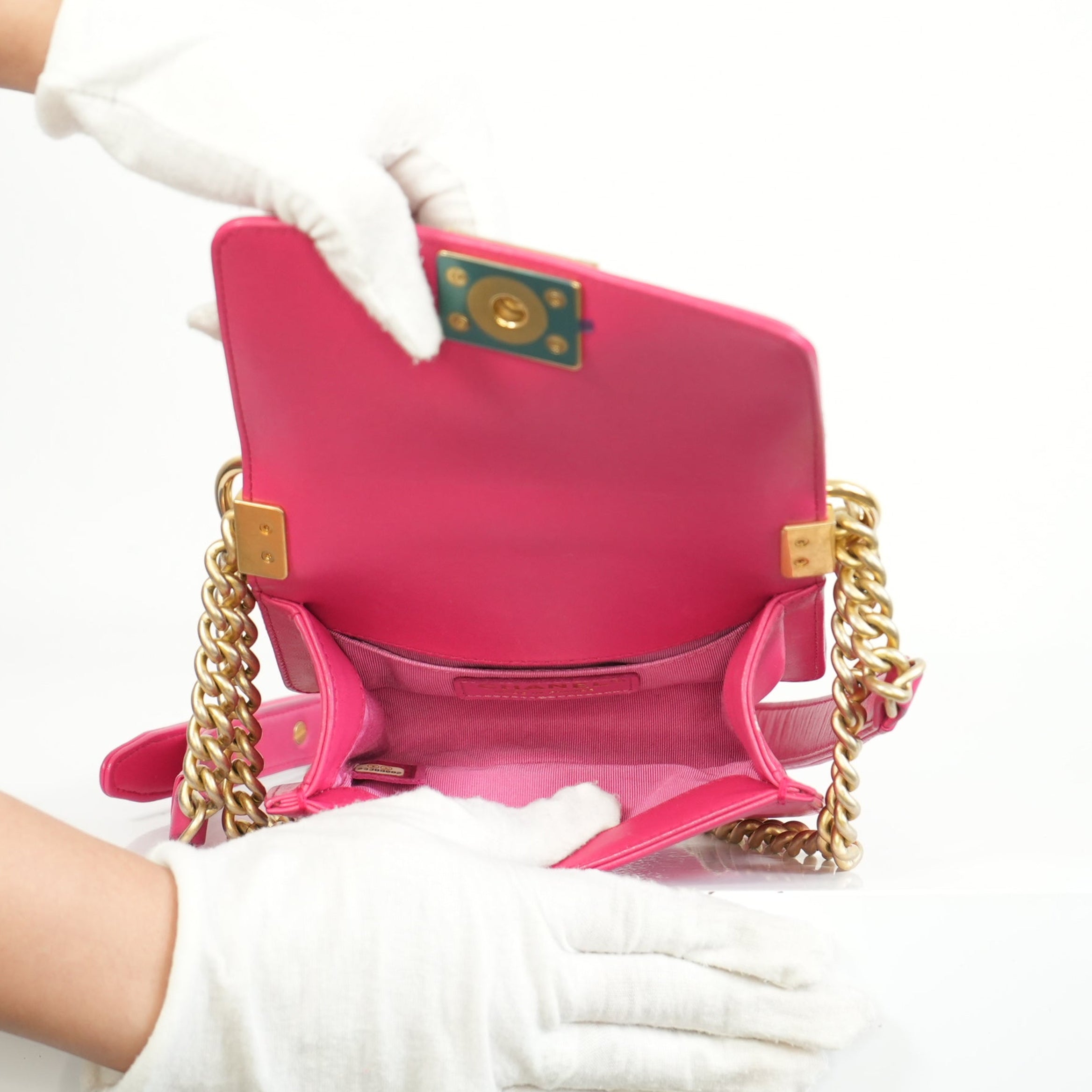 Chanel Small Pink Lambskin Boy Bag