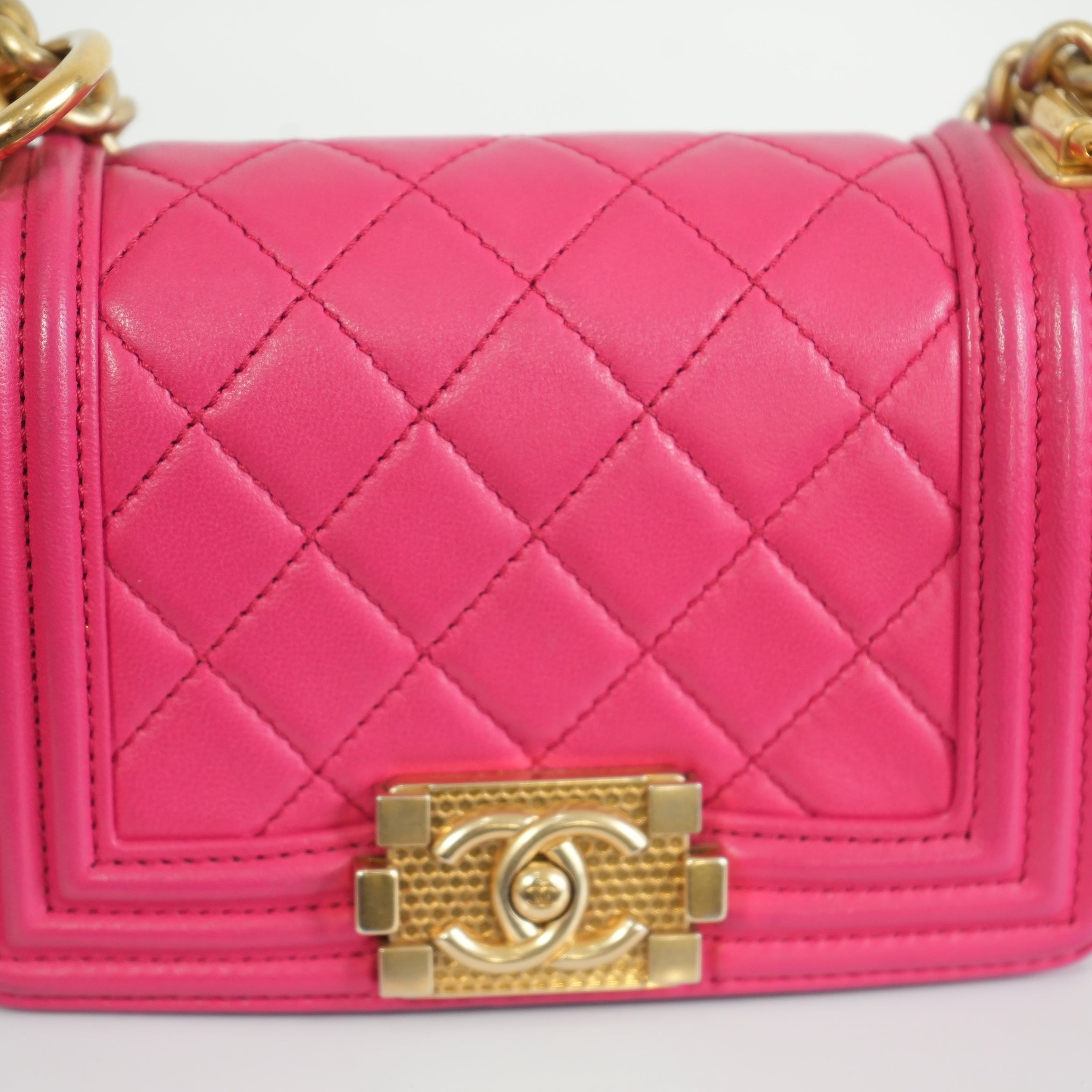 Chanel Small Pink Lambskin Boy Bag