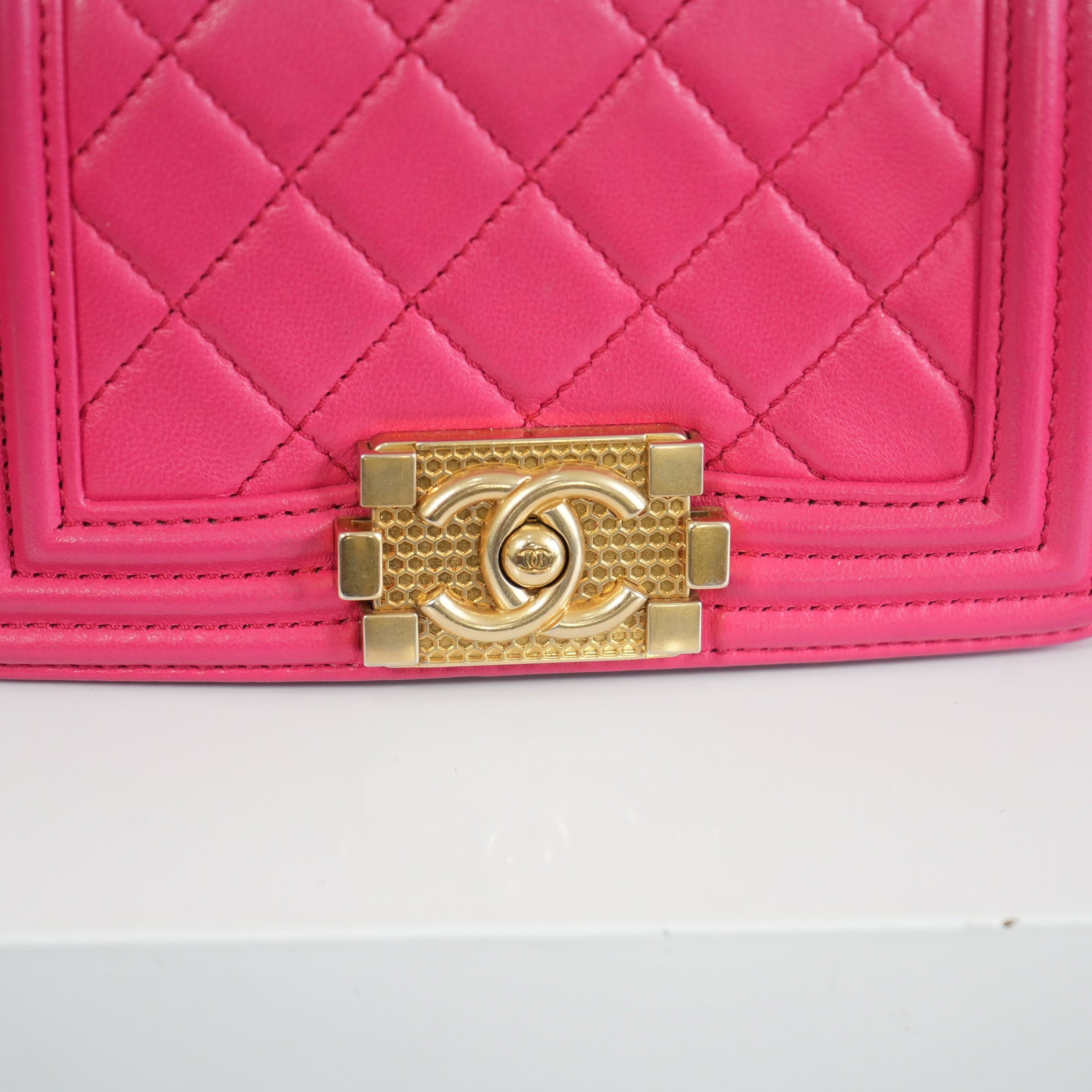 Chanel Small Pink Lambskin Boy Bag
