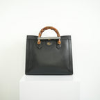Gucci Diana Bamboo Black Top Handle Tote Bag w/ two straps, luggage tag and dust bag