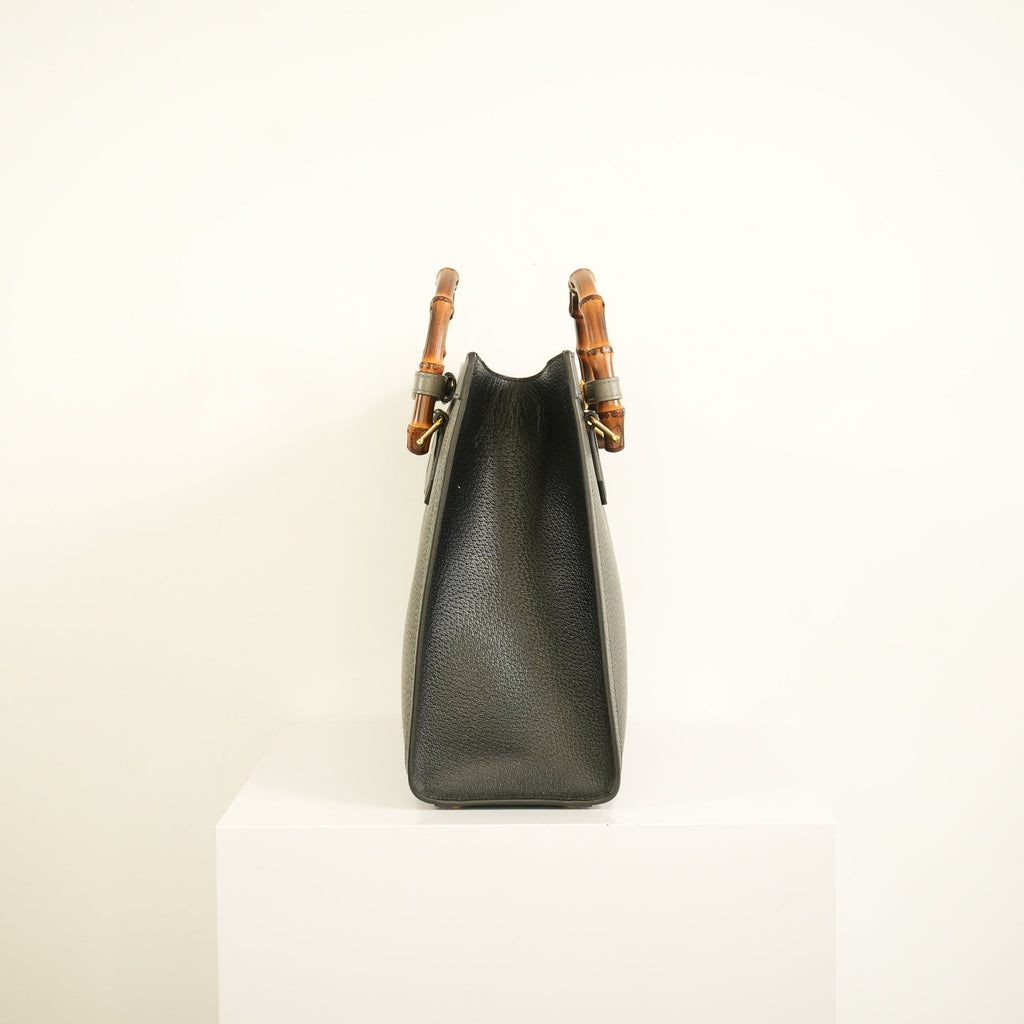 Gucci Diana Bamboo Black Top Handle Tote Bag w/ two straps, luggage tag and dust bag