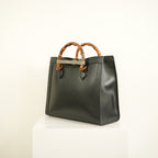 Gucci Diana Bamboo Black Top Handle Tote Bag w/ two straps, luggage tag and dust bag
