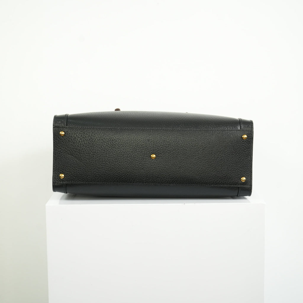 Gucci Diana Bamboo Black Top Handle Tote Bag w/ two straps, luggage tag and dust bag