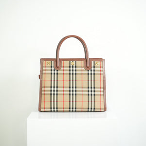 Burberry Tile Vintage Check Small Top Handle Tote
