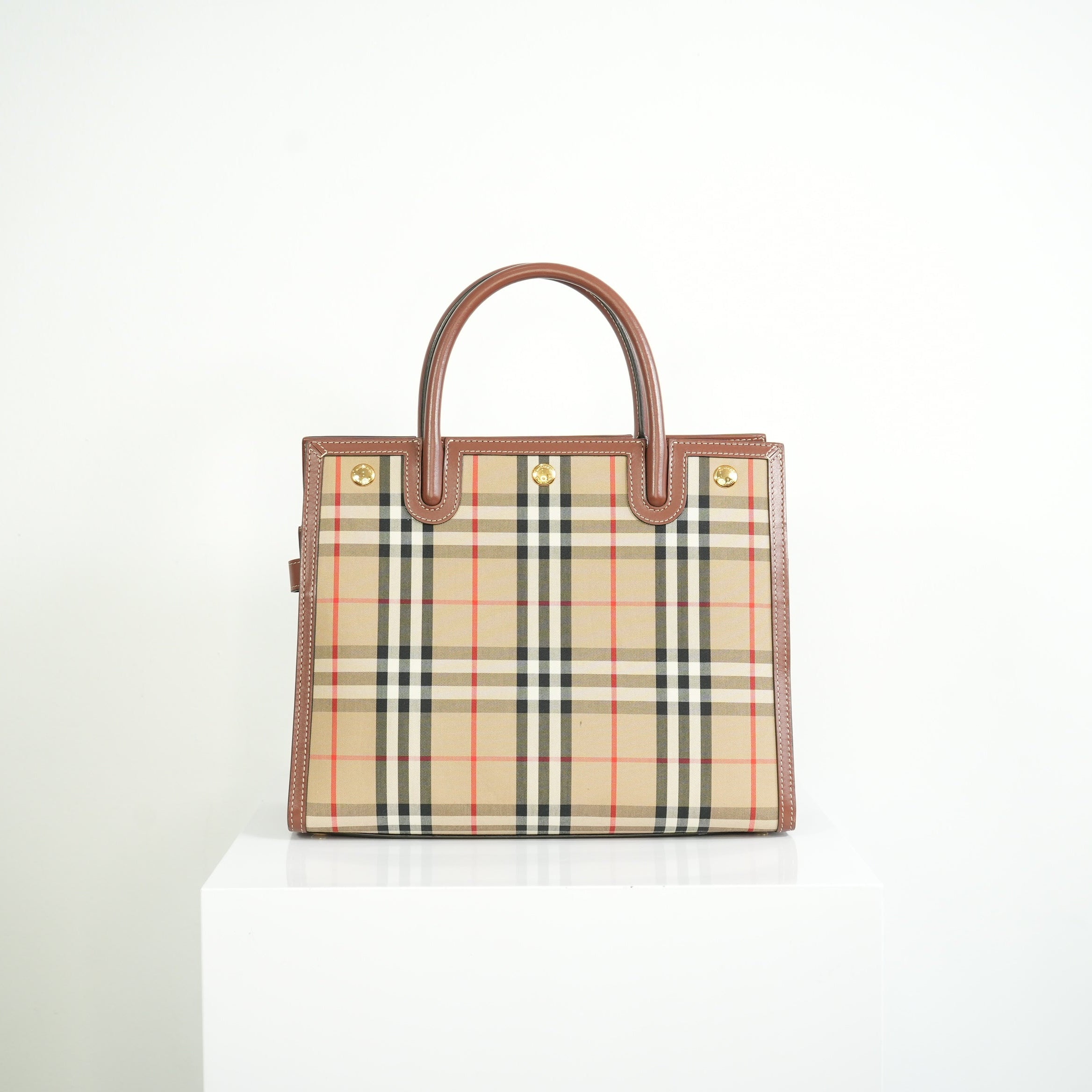 Burberry Tile Vintage Check Small Top Handle Tote