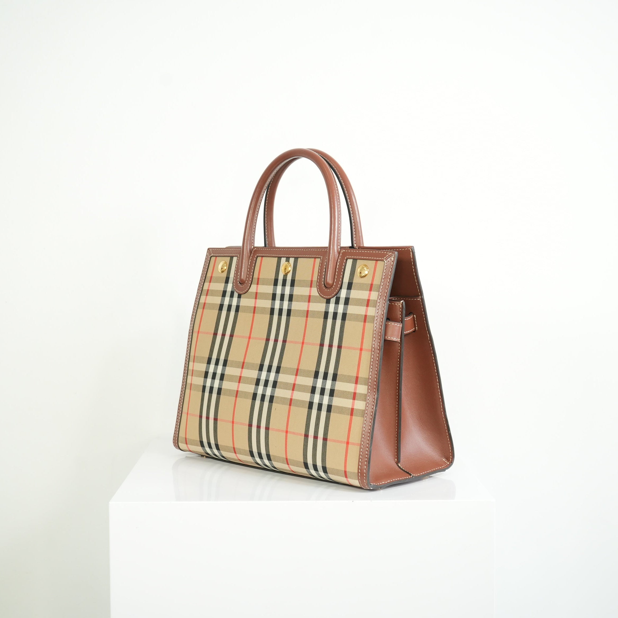 Burberry Tile Vintage Check Small Top Handle Tote