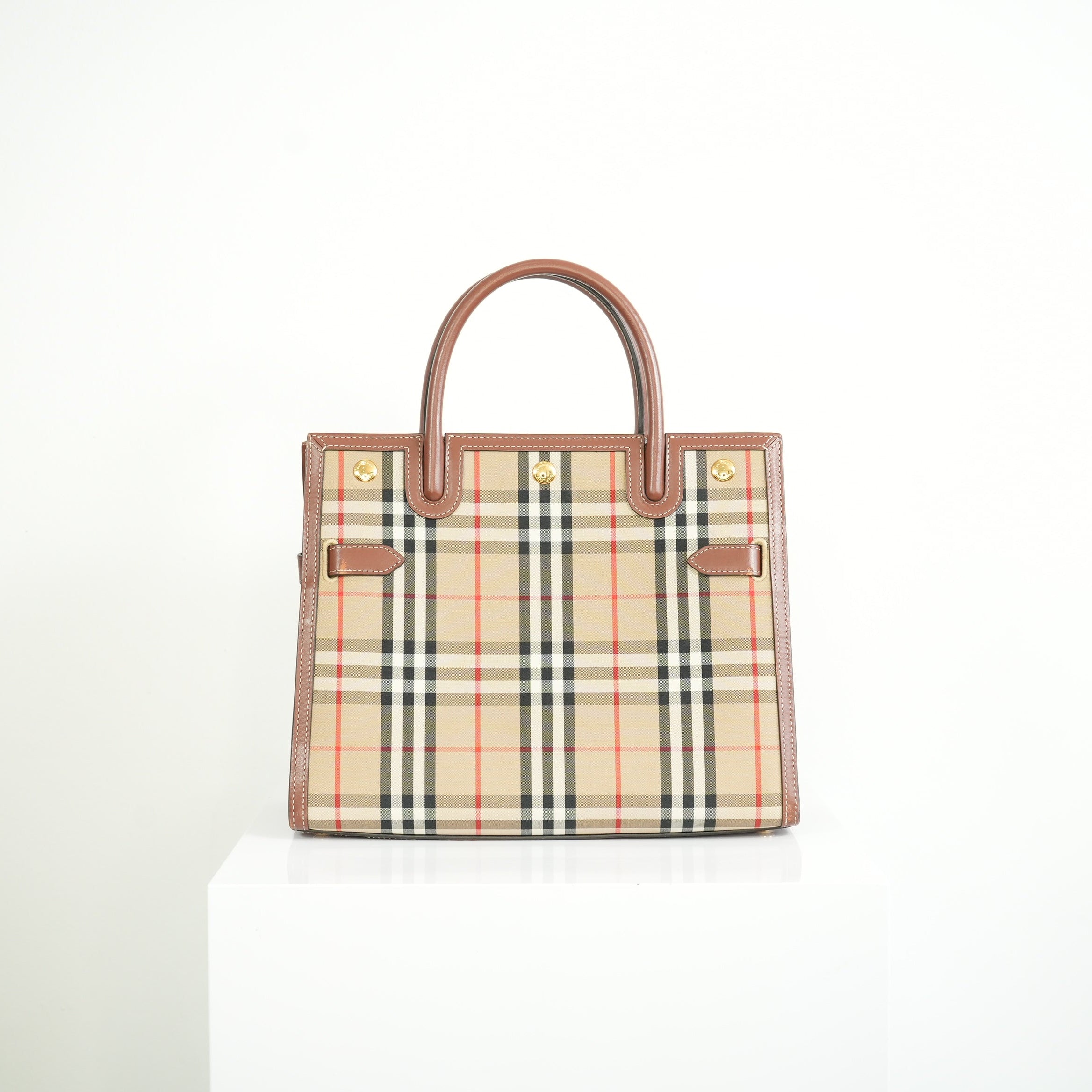 Burberry Tile Vintage Check Small Top Handle Tote