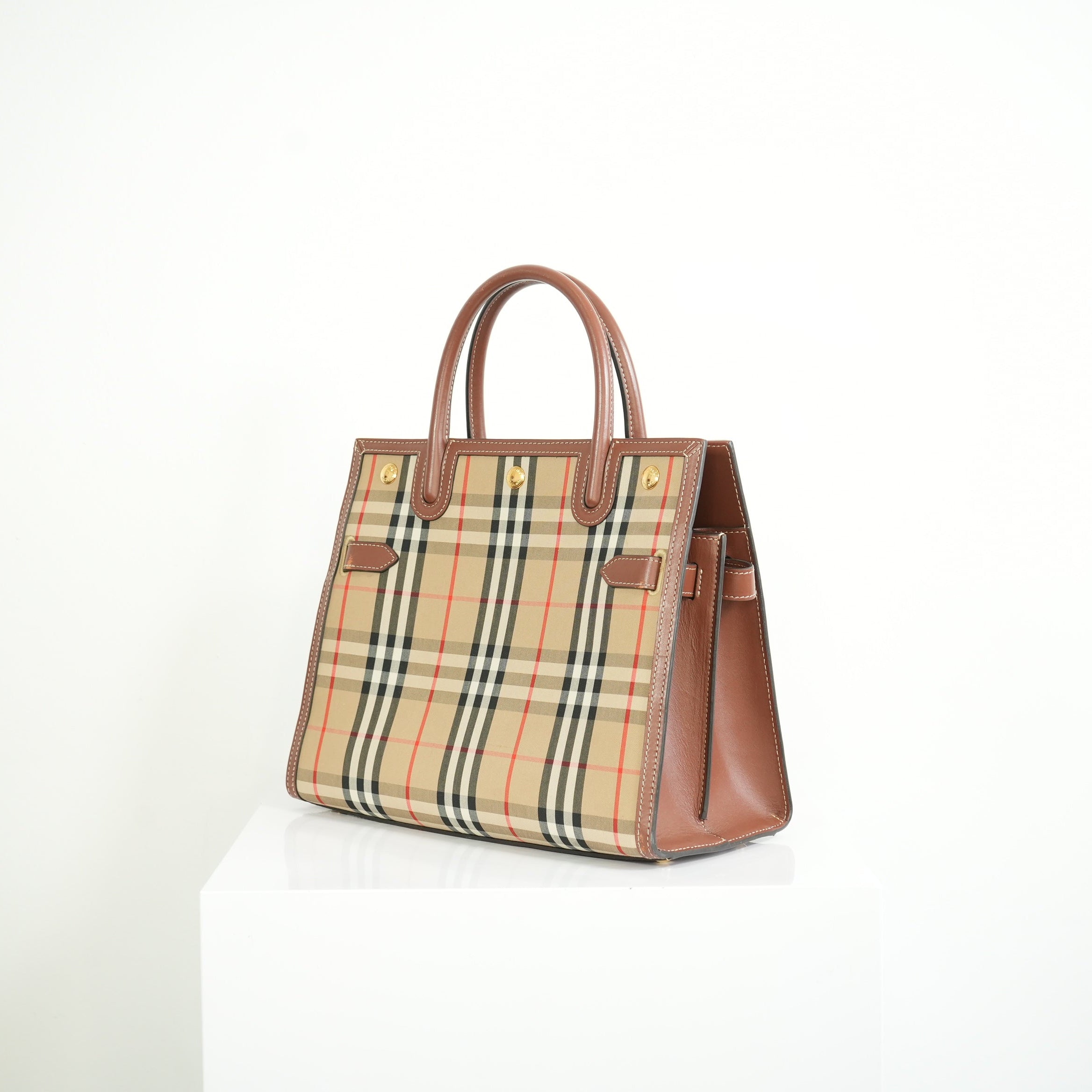Burberry Tile Vintage Check Small Top Handle Tote