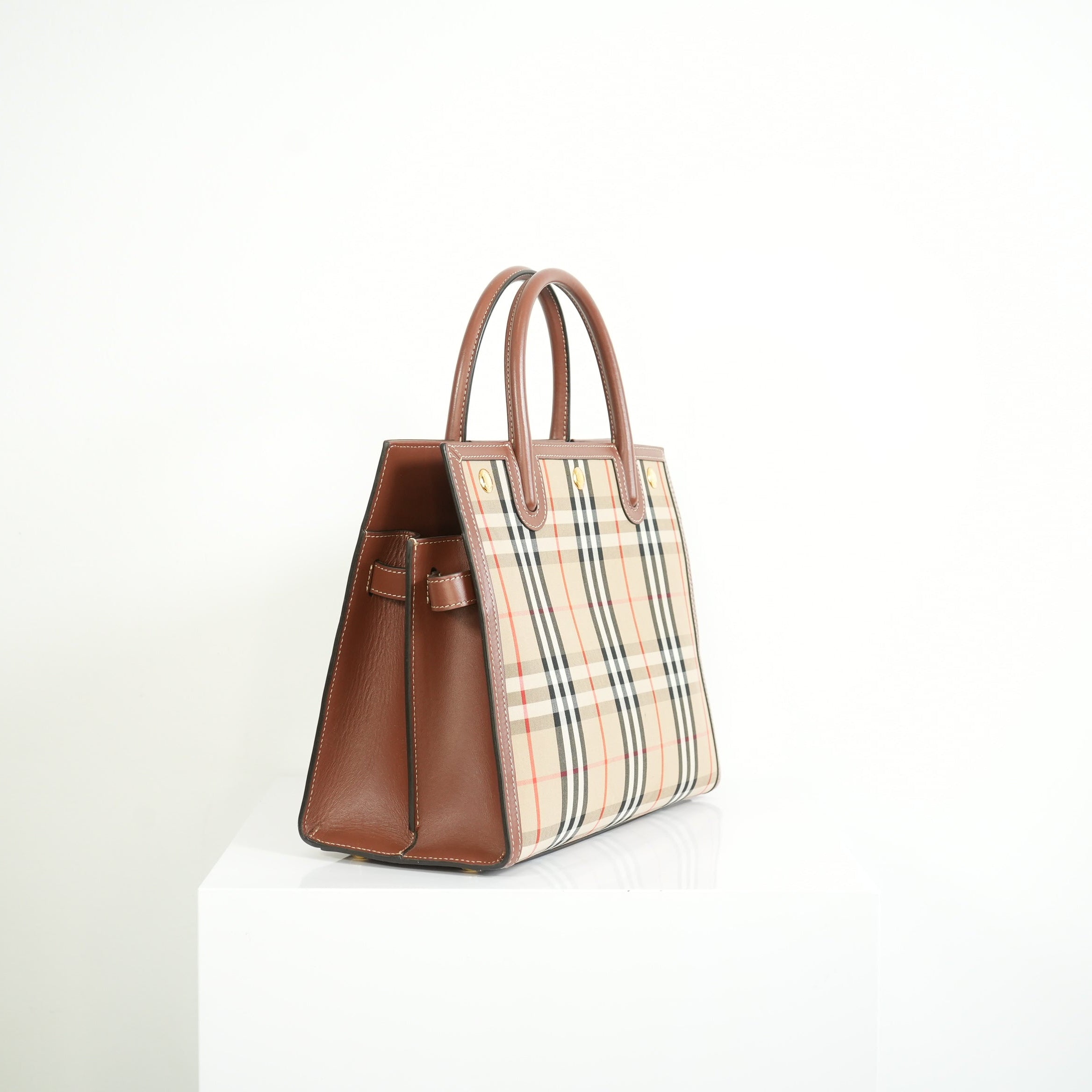Burberry Tile Vintage Check Small Top Handle Tote