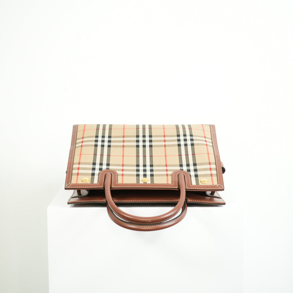 Burberry Tile Vintage Check Small Top Handle Tote