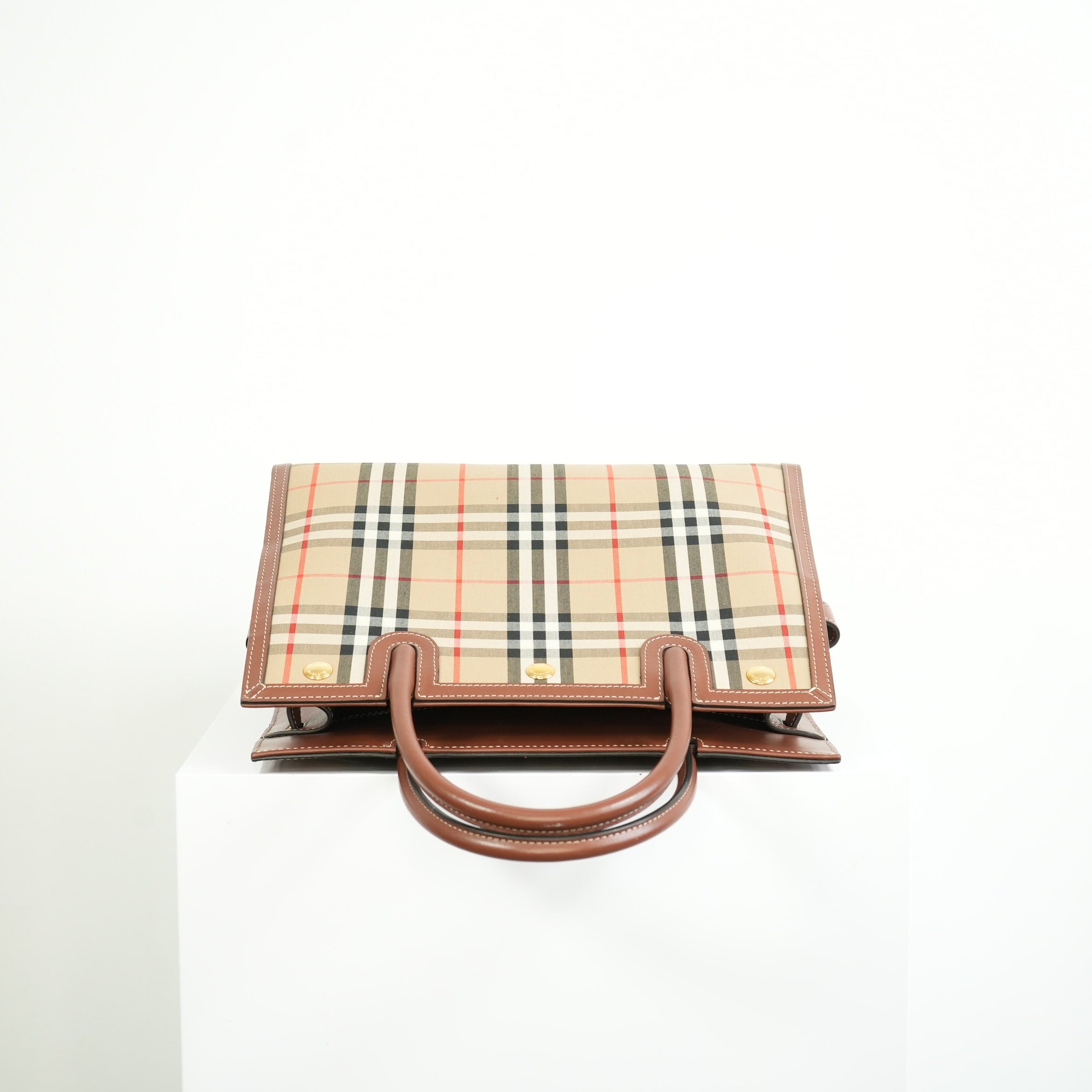 Burberry Tile Vintage Check Small Top Handle Tote