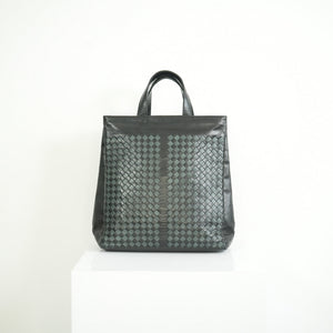 Bottega Veneta Intrecciato Black and Grey Leather Tote Bag