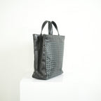 Bottega Veneta Intrecciato Black and Grey Leather Tote Bag