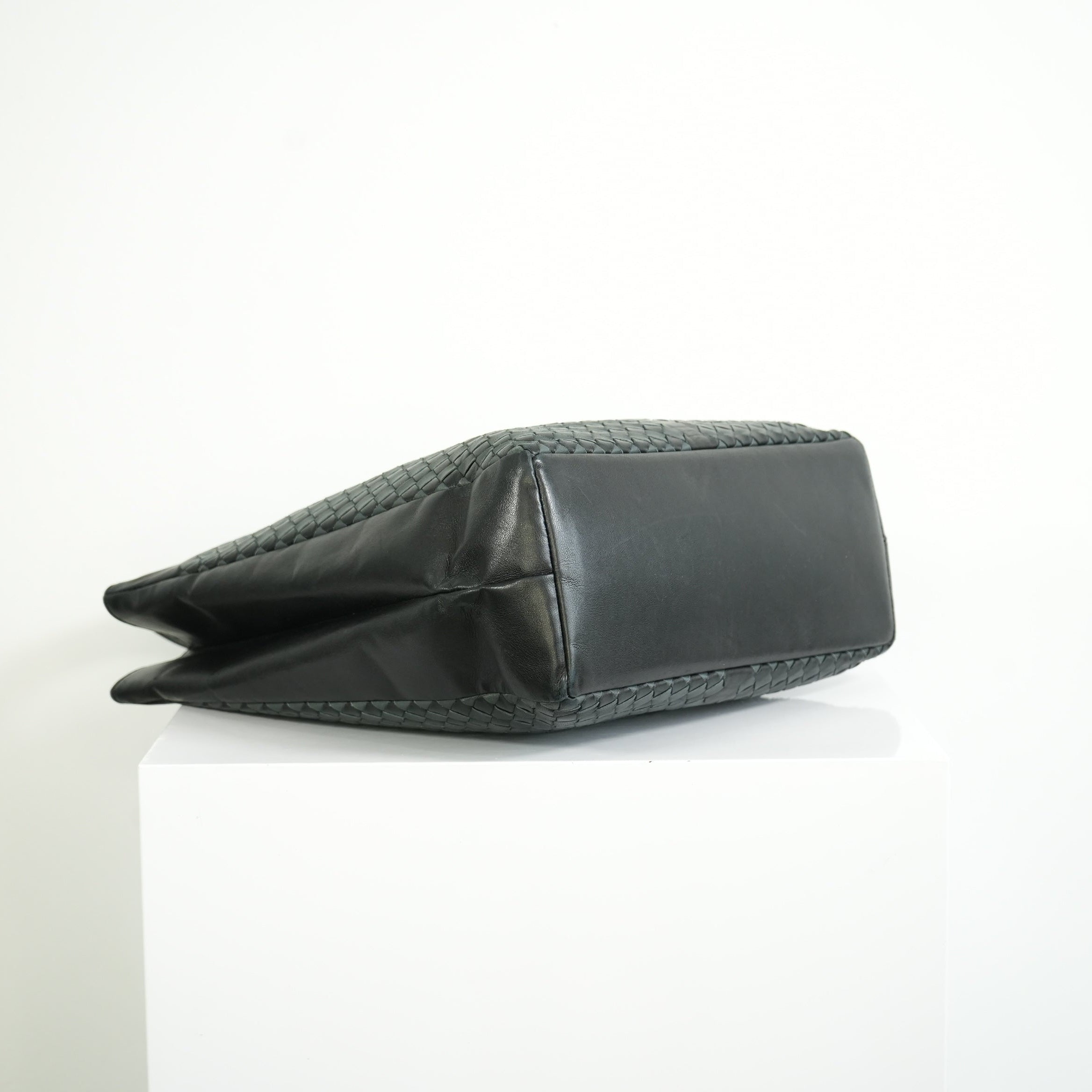 Bottega Veneta Intrecciato Black and Grey Leather Tote Bag