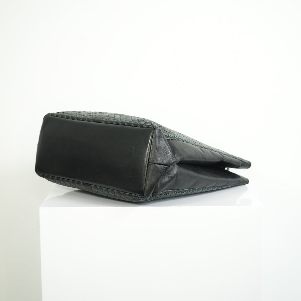 Bottega Veneta Intrecciato Black and Grey Leather Tote Bag