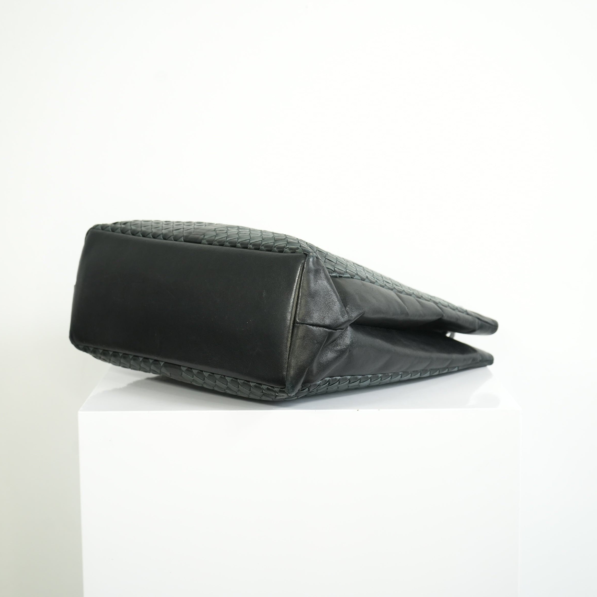 Bottega Veneta Intrecciato Black and Grey Leather Tote Bag