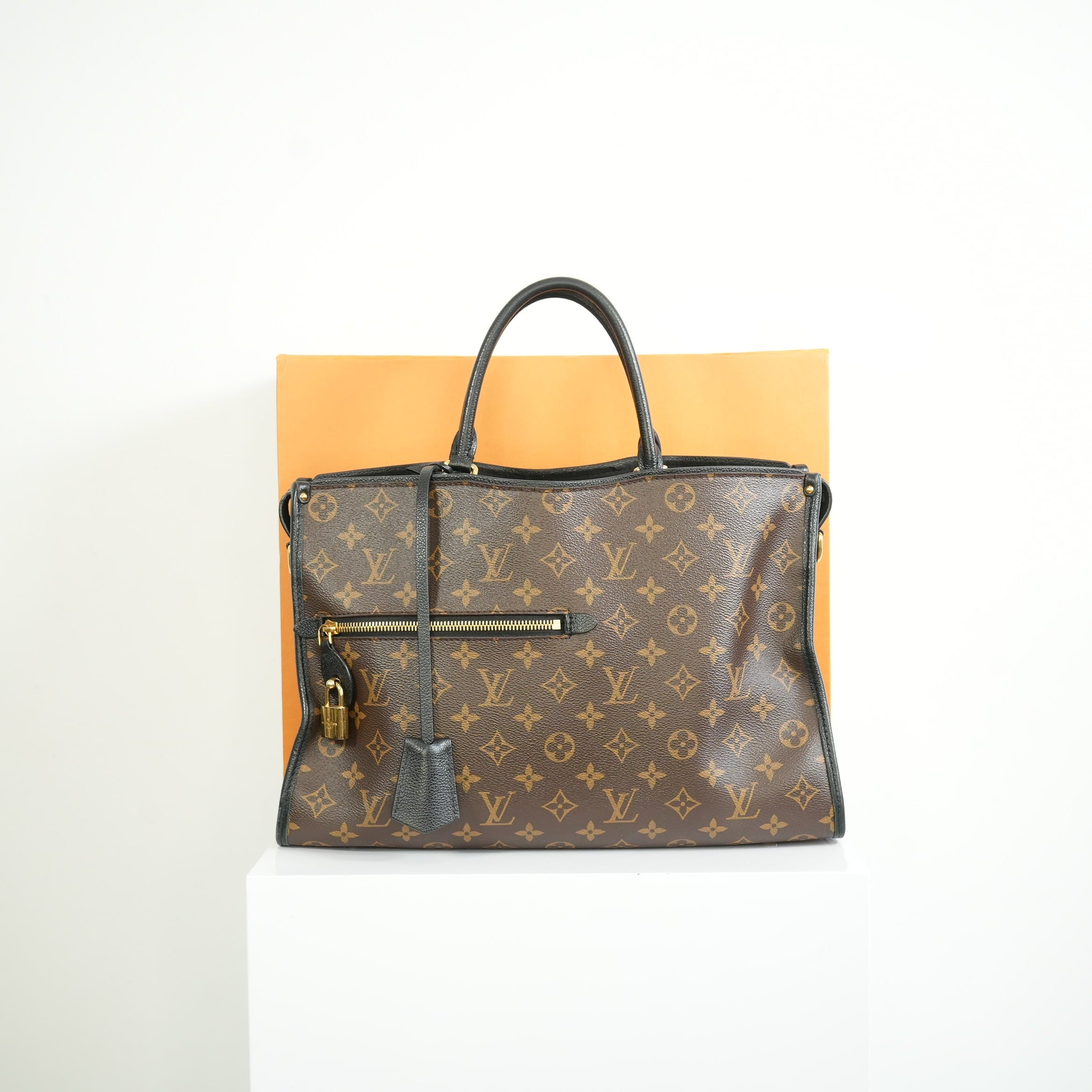 Louis Vuitton Popincourt MM Monogram Bag w/ Gold Padlock full set