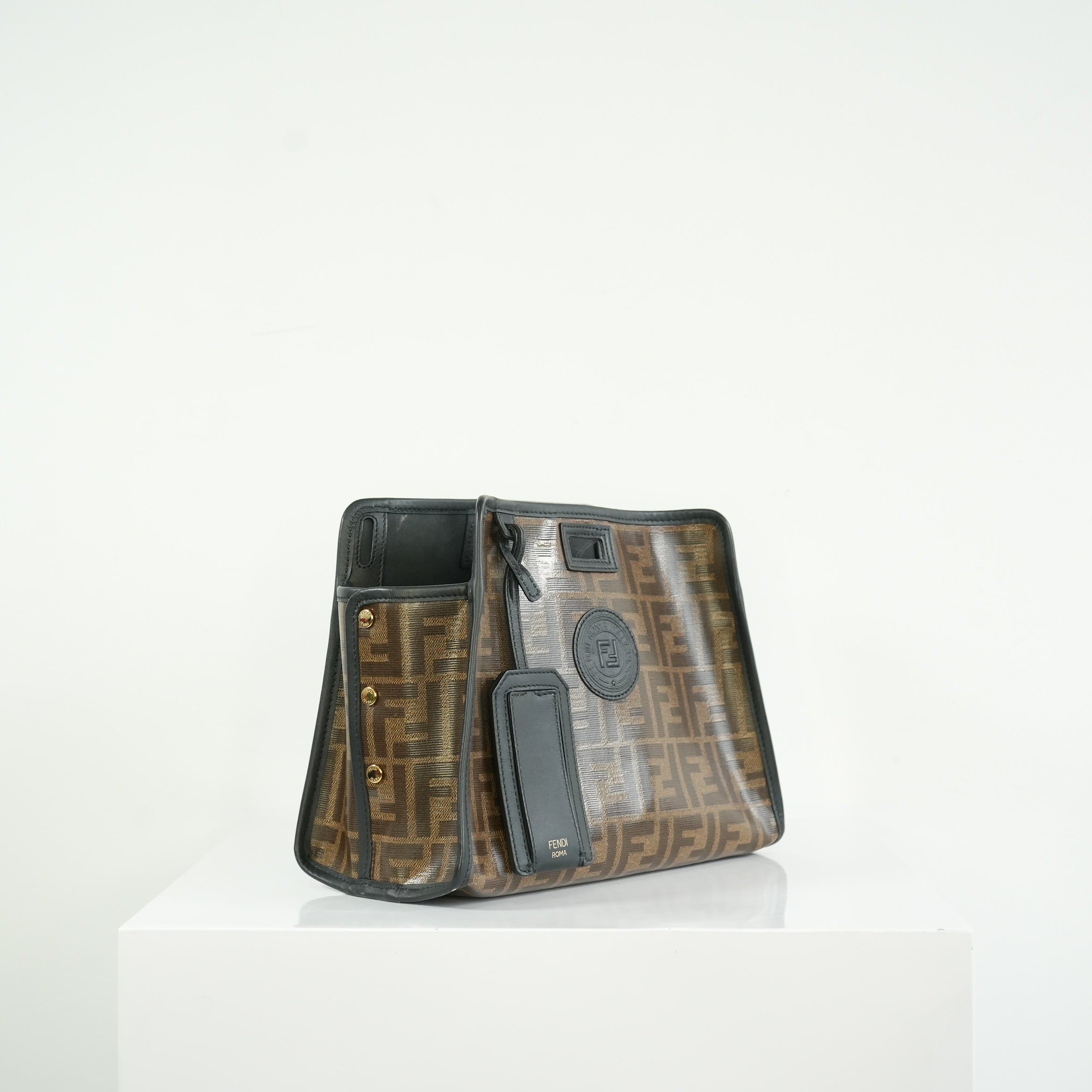 Fendi Peakaboo Canvas Defender Bag with Luggage Tag