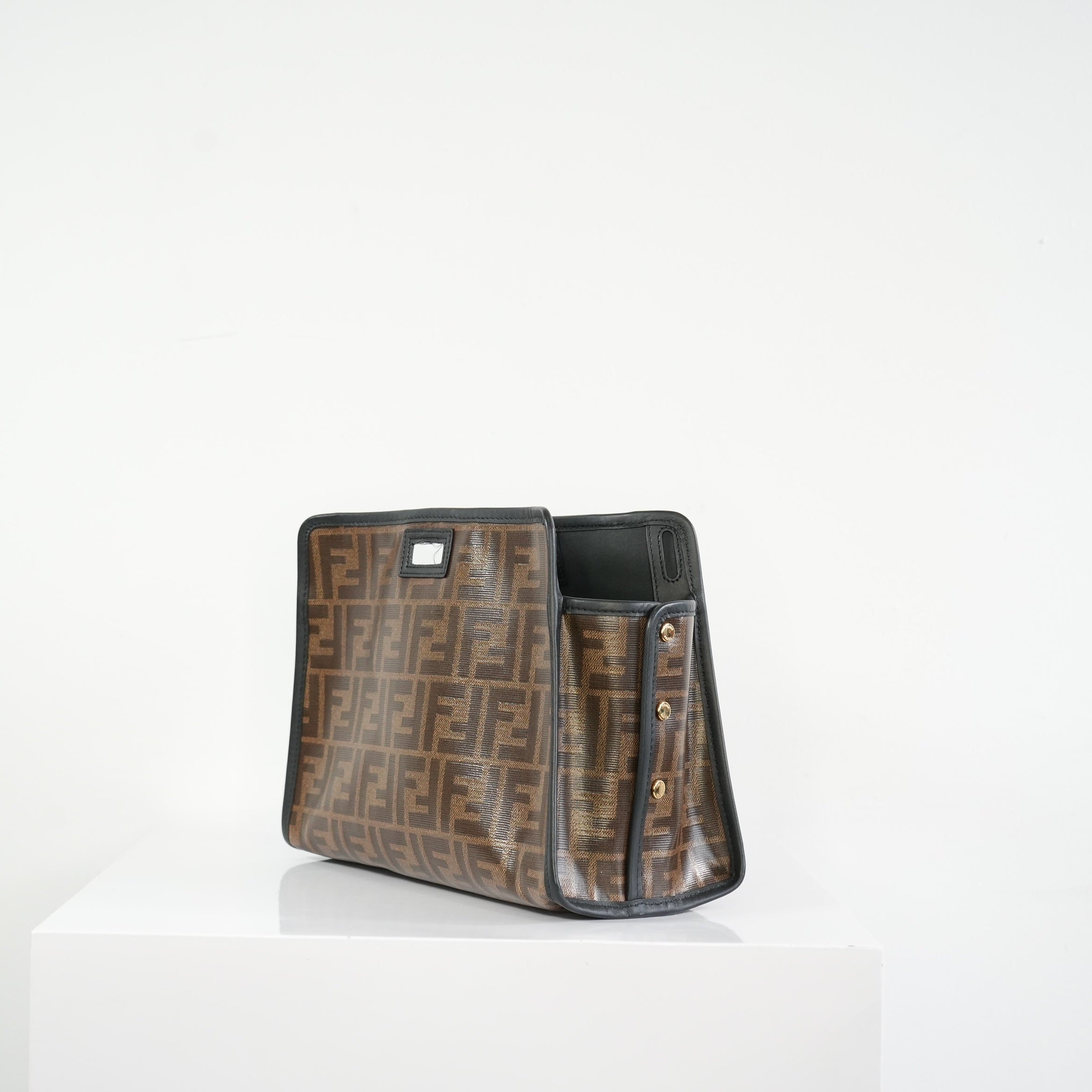Fendi Peakaboo Canvas Defender Bag with Luggage Tag