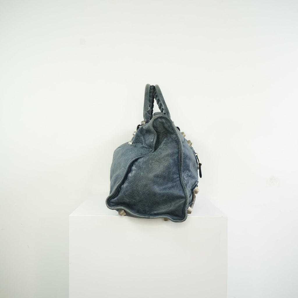 Balenciaga Navy Blue Agneau Giant 12 Bag Silver Hardware