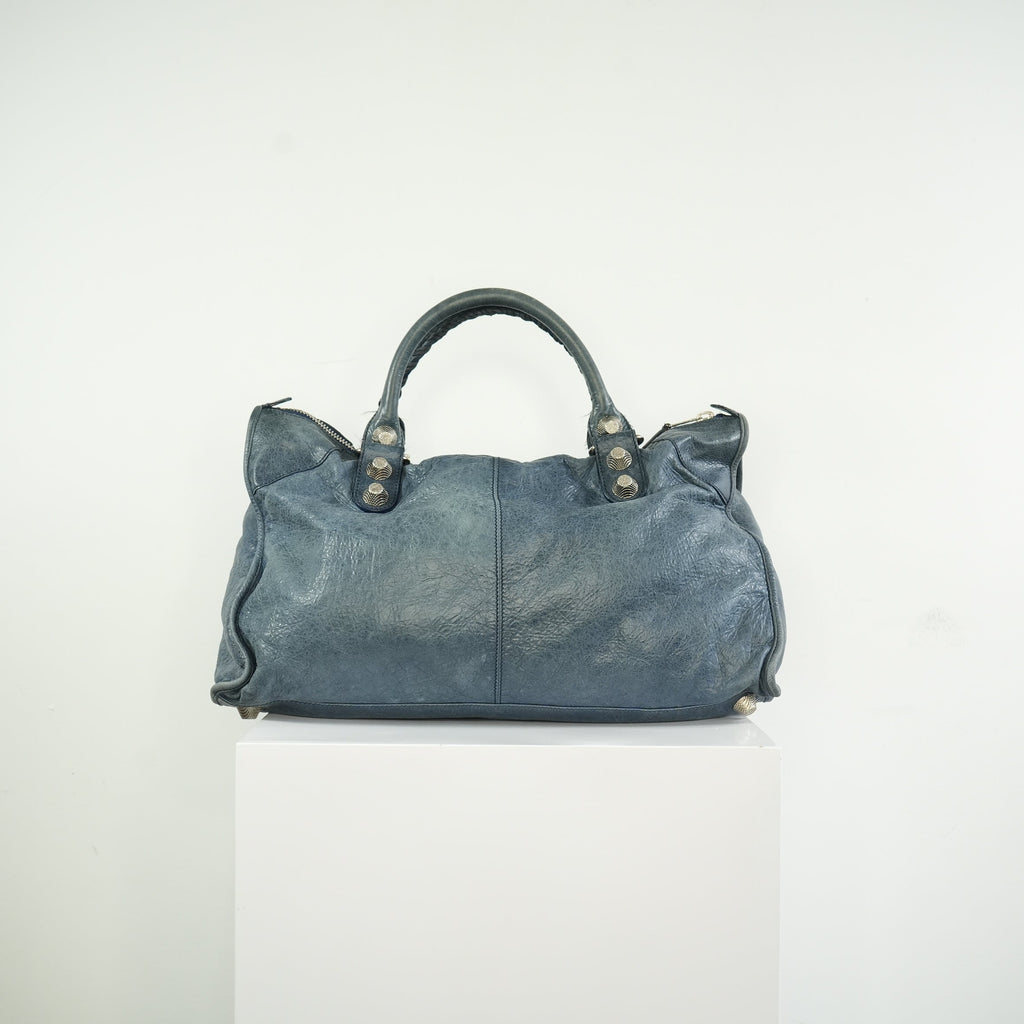 Balenciaga Navy Blue Agneau Giant 12 Bag Silver Hardware