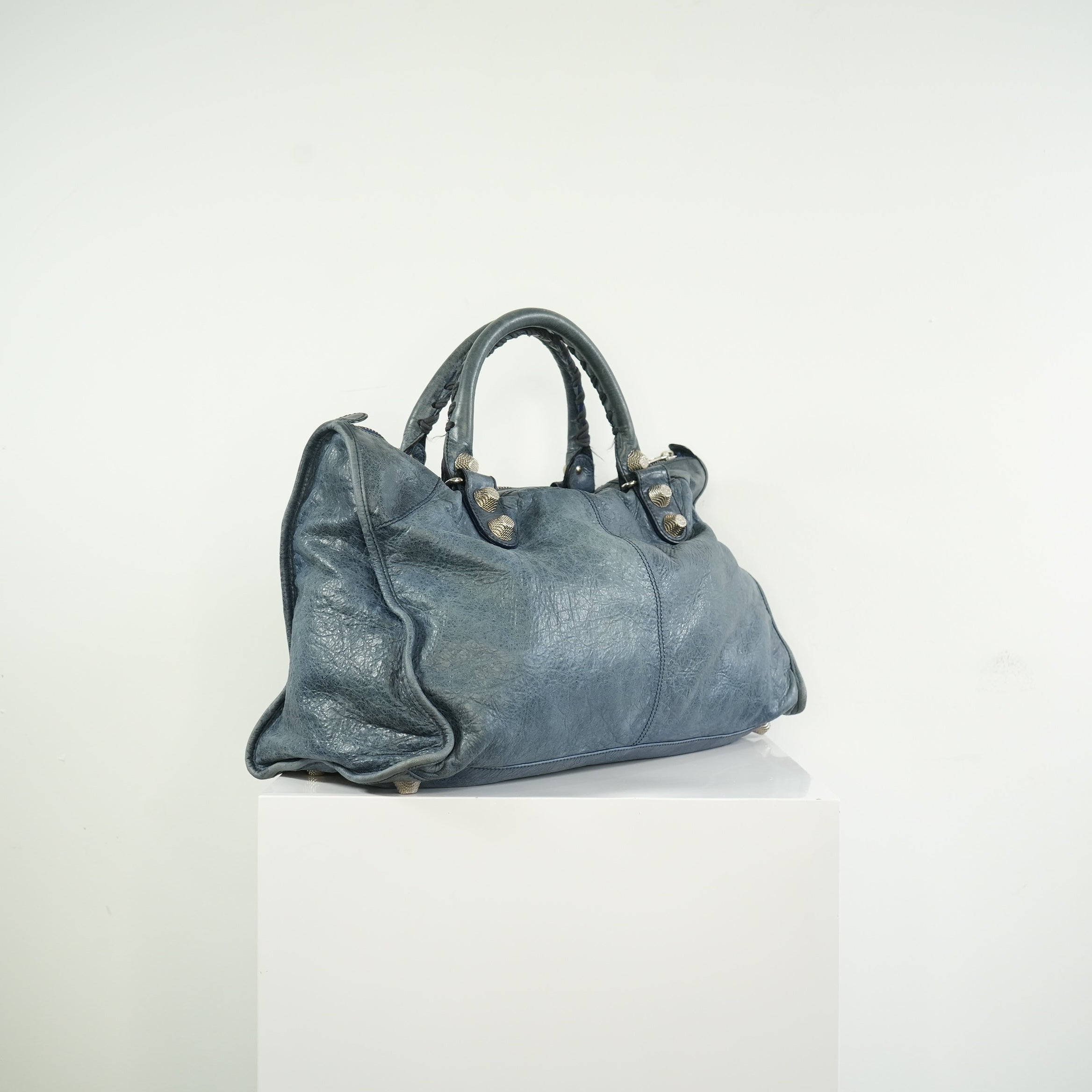 Balenciaga Navy Blue Agneau Giant 12 Bag Silver Hardware