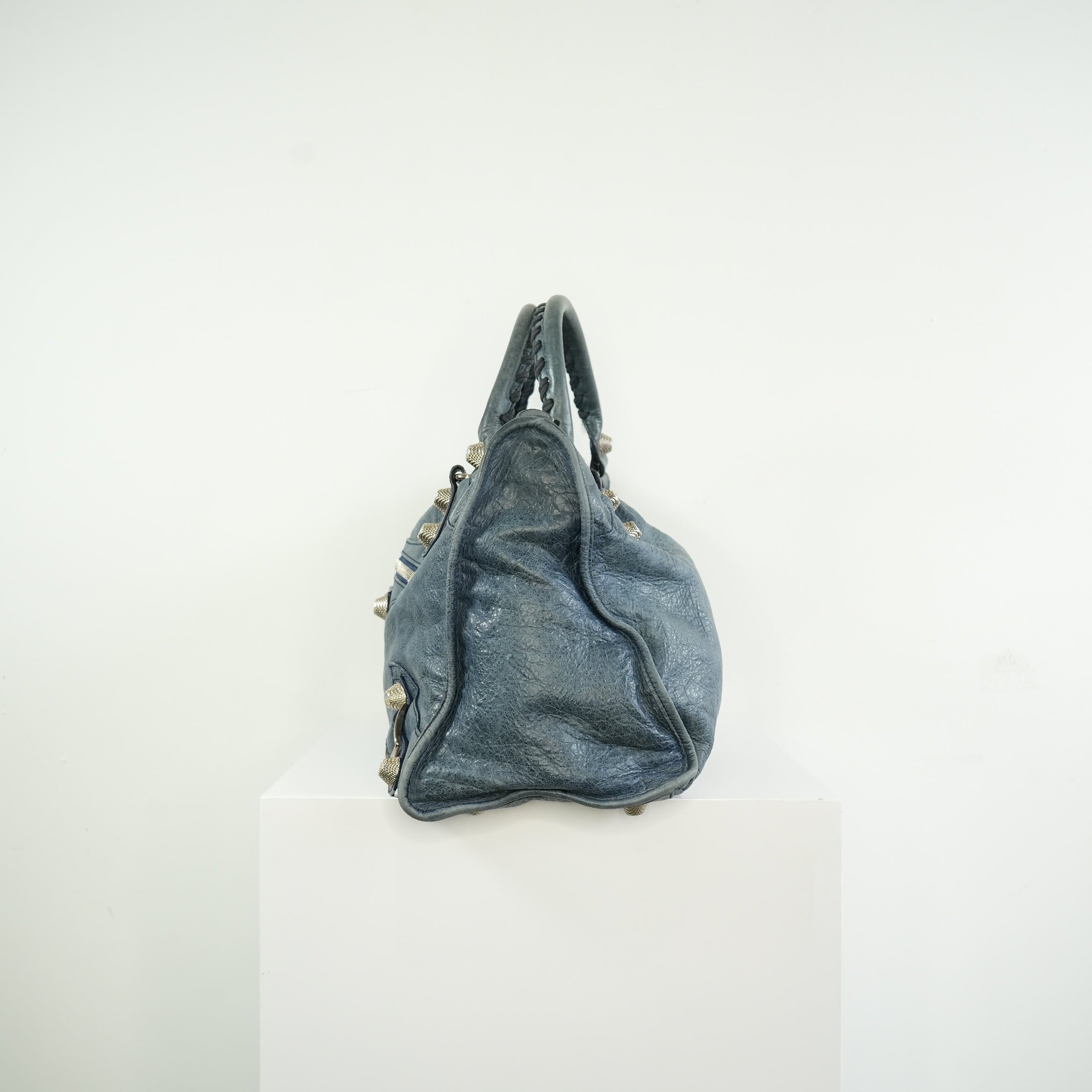 Balenciaga Navy Blue Agneau Giant 12 Bag Silver Hardware