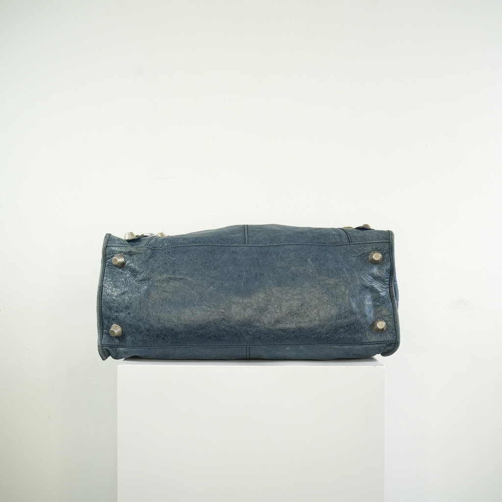 Balenciaga Navy Blue Agneau Giant 12 Bag Silver Hardware
