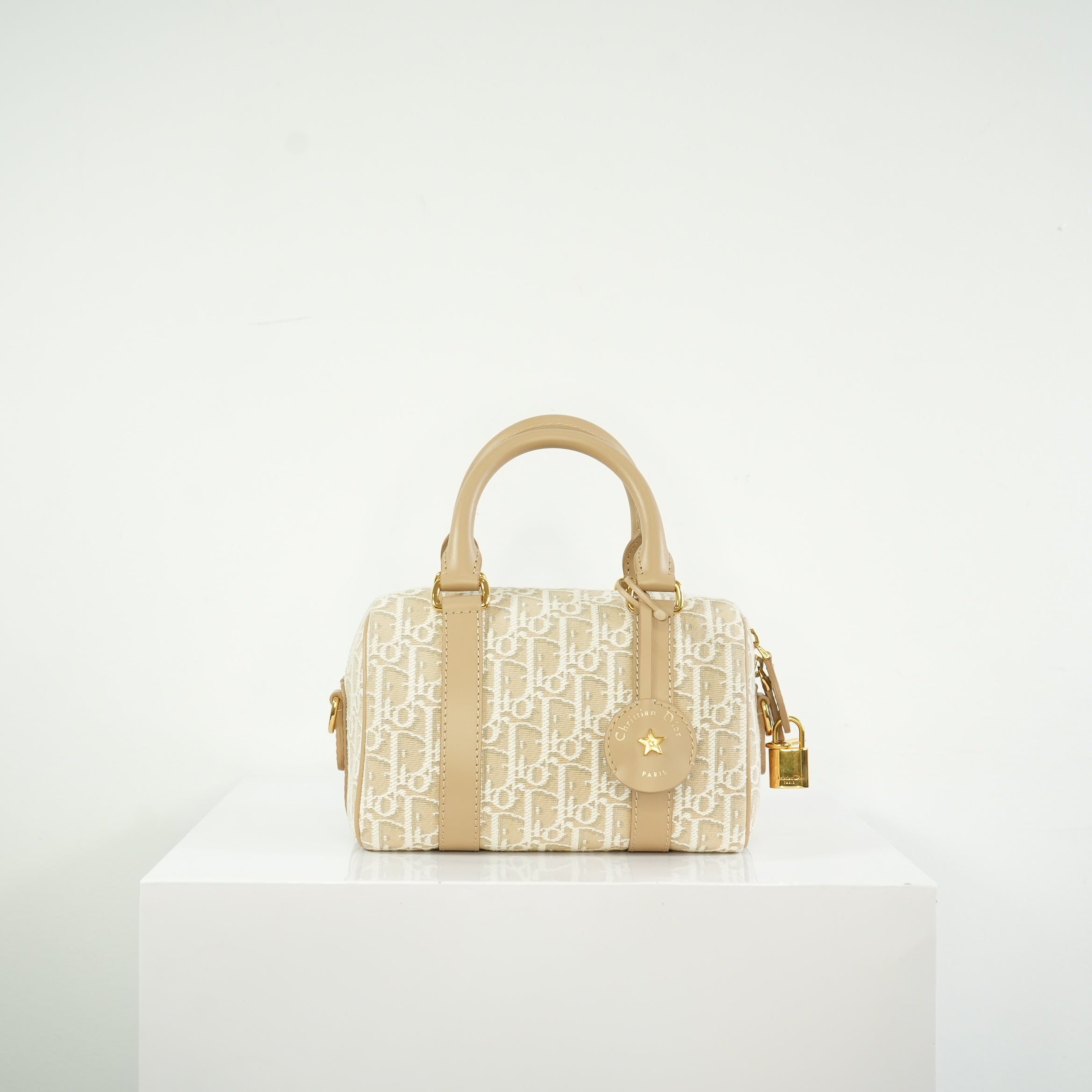 Dior Oblique Chambray Groove 17 Bag, Full set (beige color)