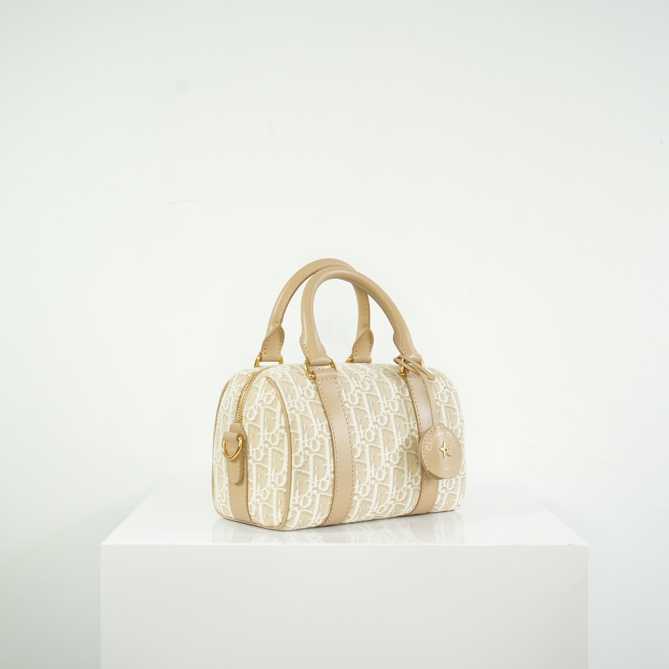 Dior Oblique Chambray Groove 17 Bag, Full set (beige color)