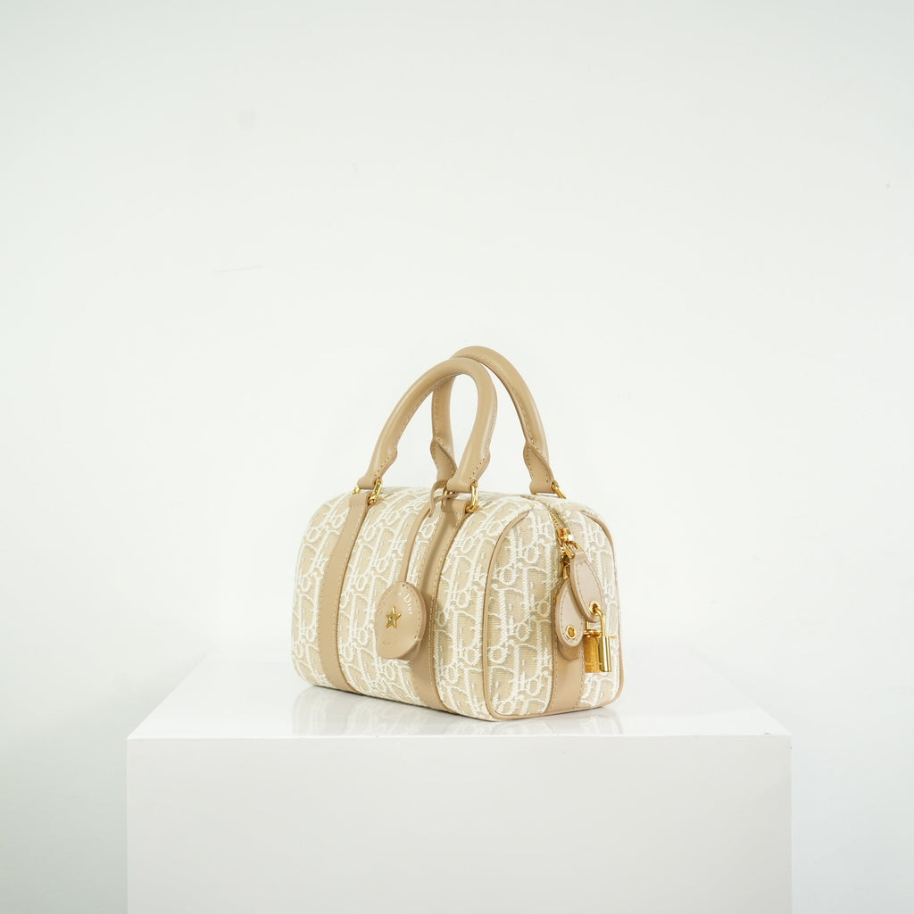 Dior Oblique Chambray Groove 17 Bag, Full set (beige color)
